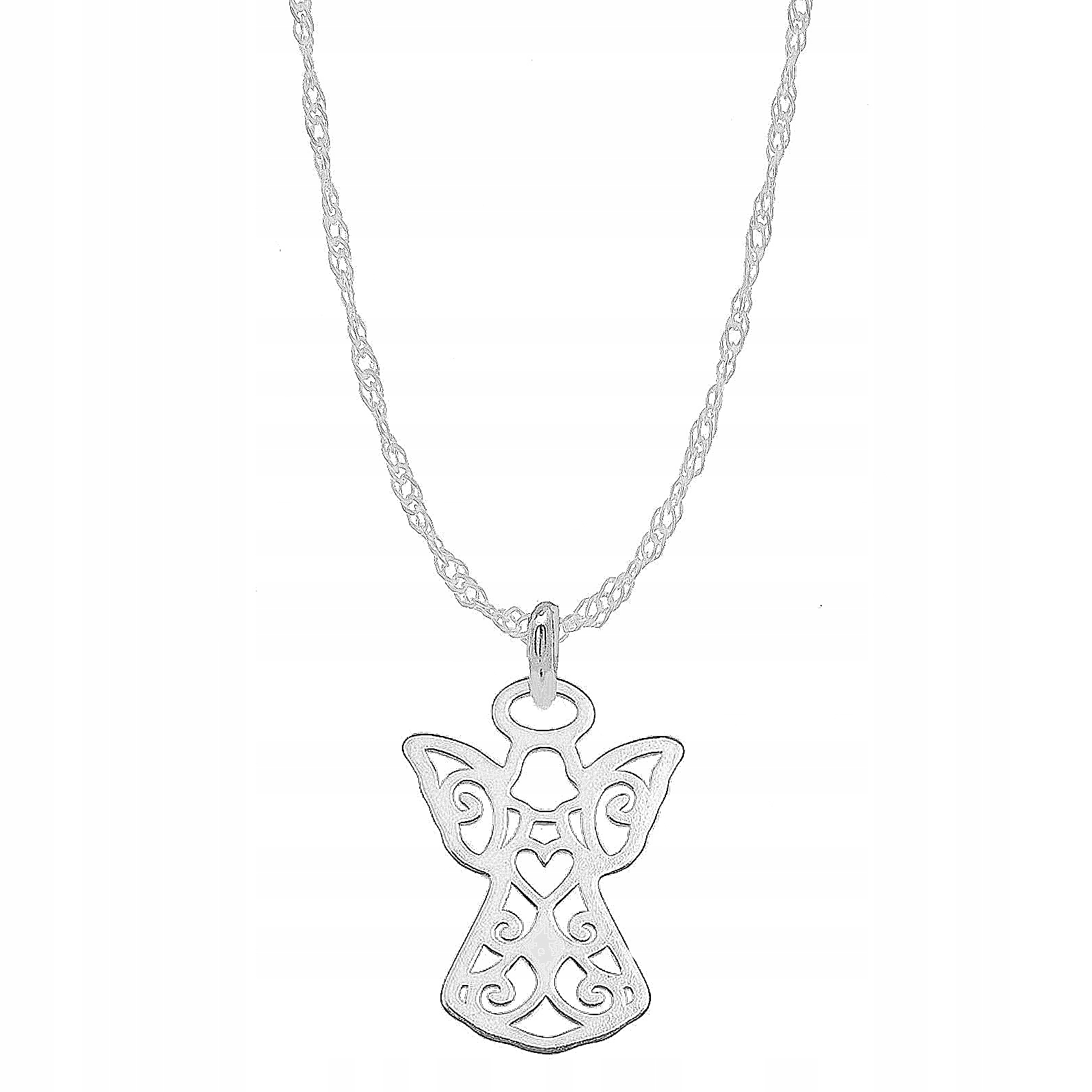 NASZYJNIK SREBRNY Z ANIOŁKIEM I KOMUNIA ŚW GRAWER SREBRO 925 Długość całkowita 42 cm