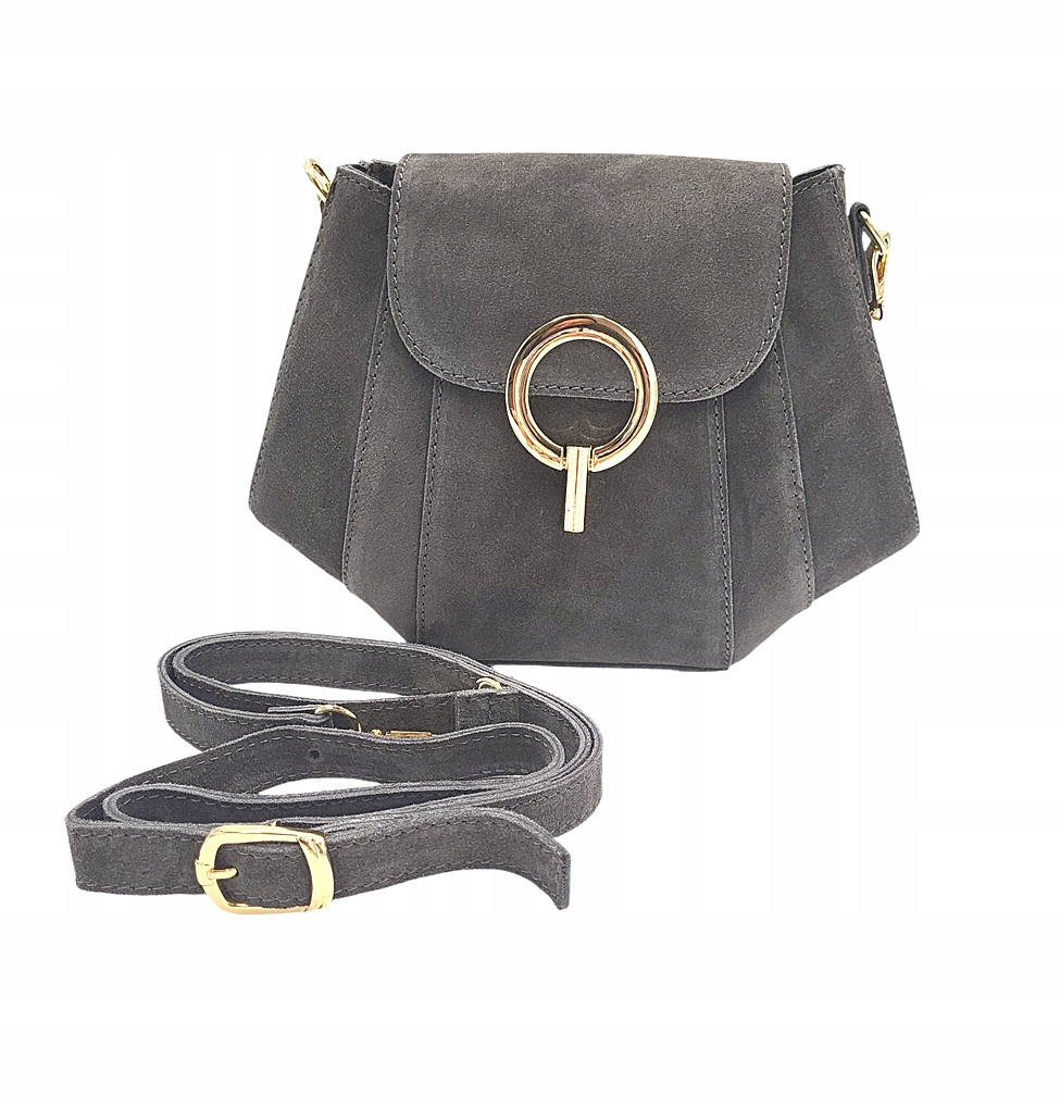 Dámská kabelka přes rameno šedá přírodní kůže semiš