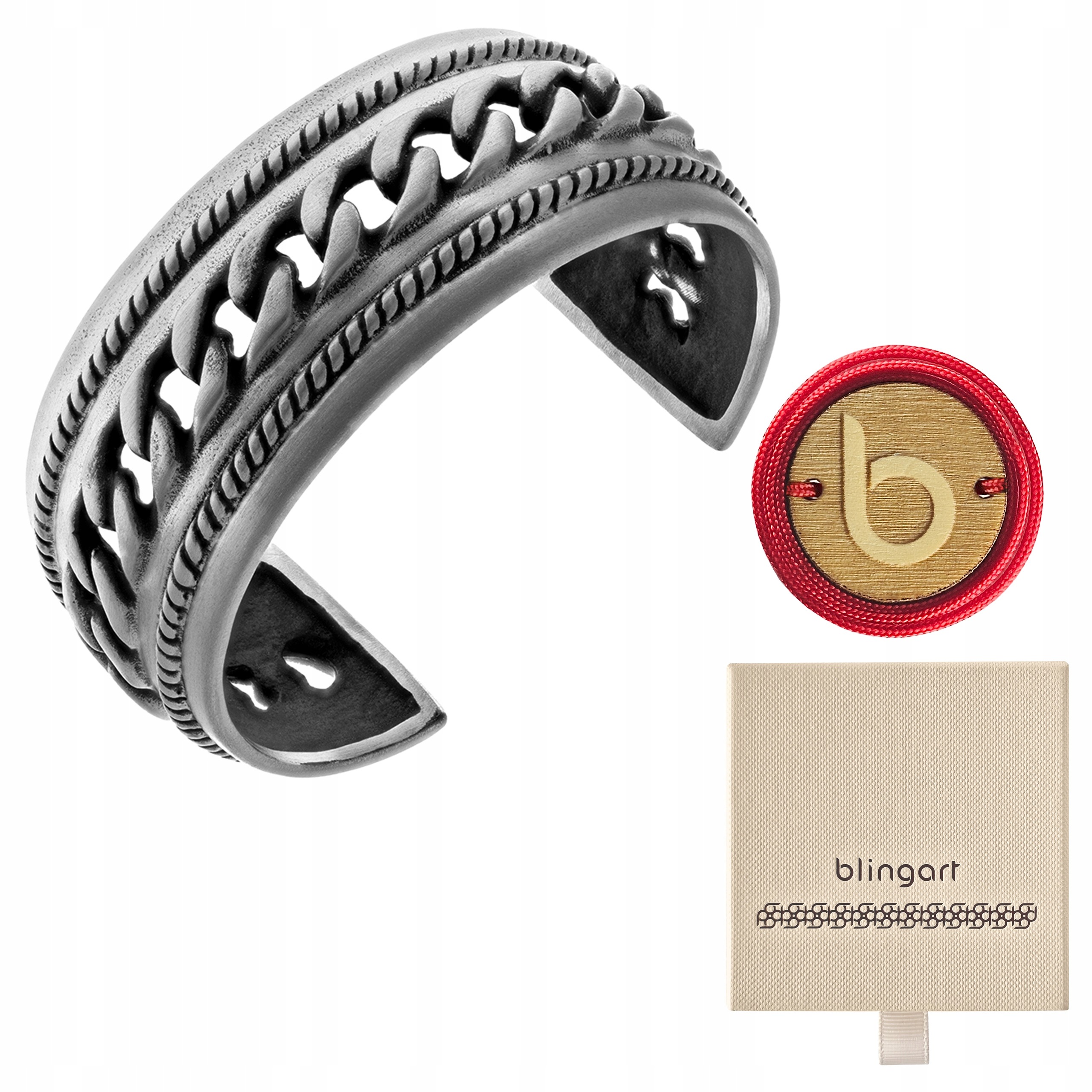 Pánský náramek z chirurgické oceli, široký, otevřený bangla Blingart