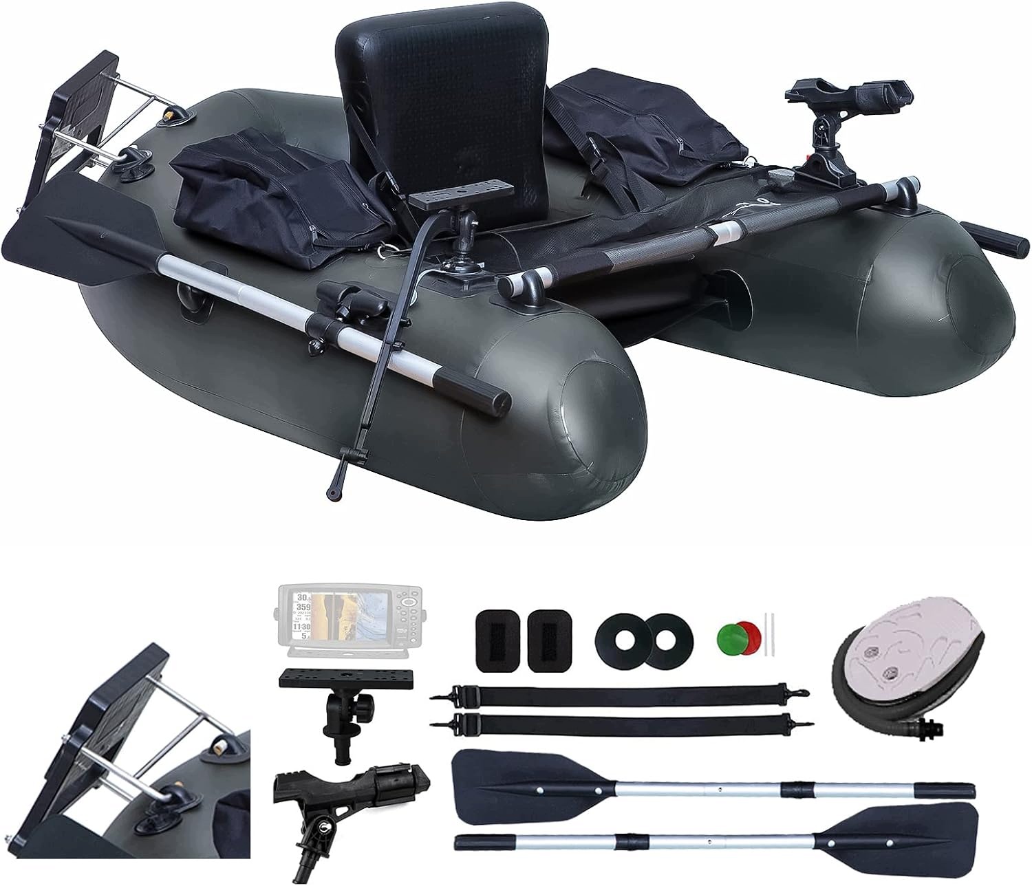 Ponton wędkarski Belly Boat sports 158kg wiosło pompka uchwyty Professional