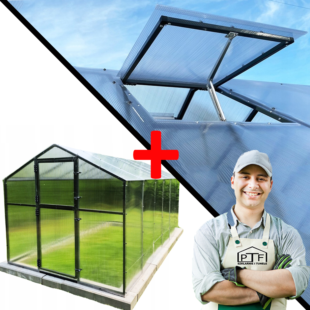 Aluminiový Zahradní Skleník 5,6 m2 Polykarbonátový Tunel 210X271 Okno