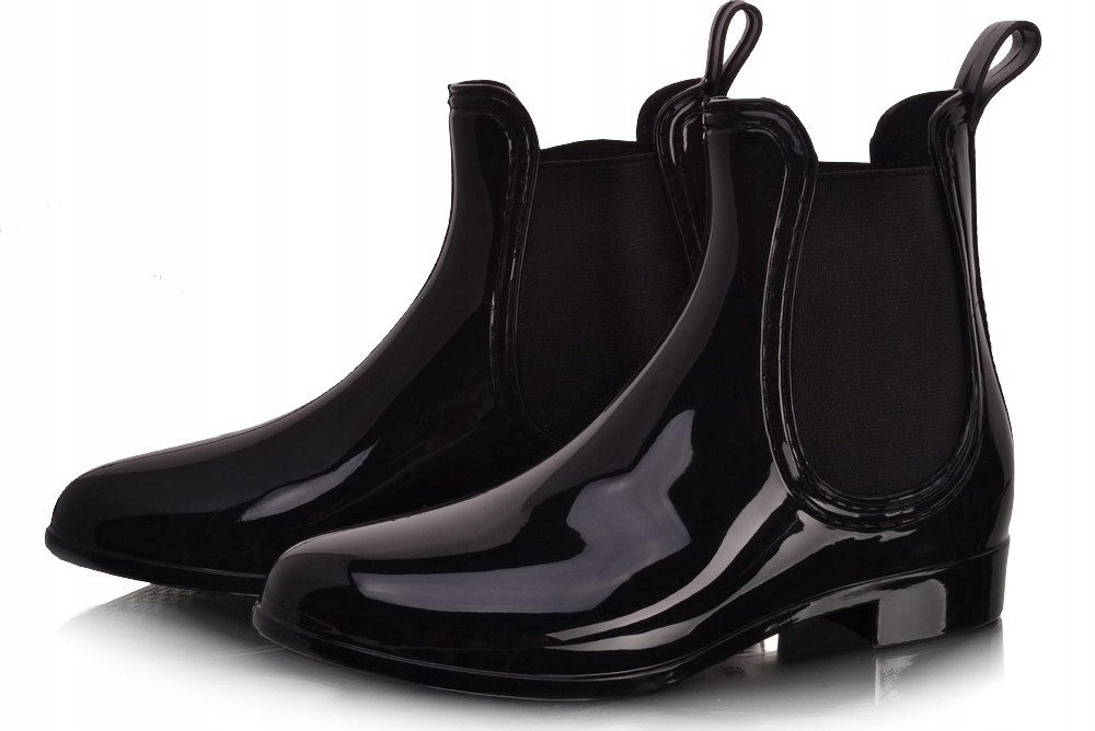 KLASYCZNE KRÓTKIE DAMSKIE KALOSZE CZARNE GUMA Oryginalne opakowanie producenta pudełko