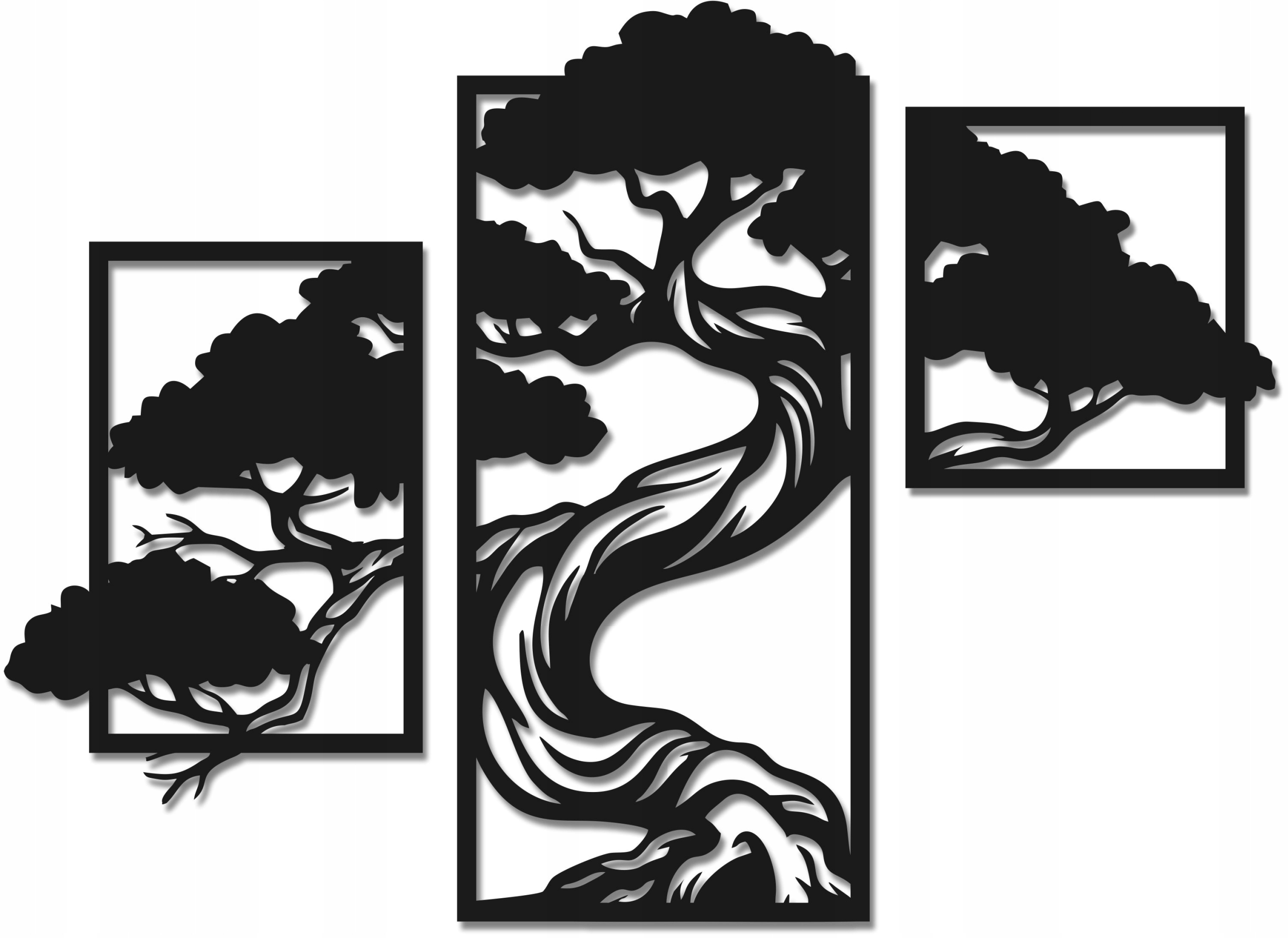 Nástenná dekorácia Tryptyk Bonsai Strom 3D 60cmx85cm 6mm Pevná Hrúbka