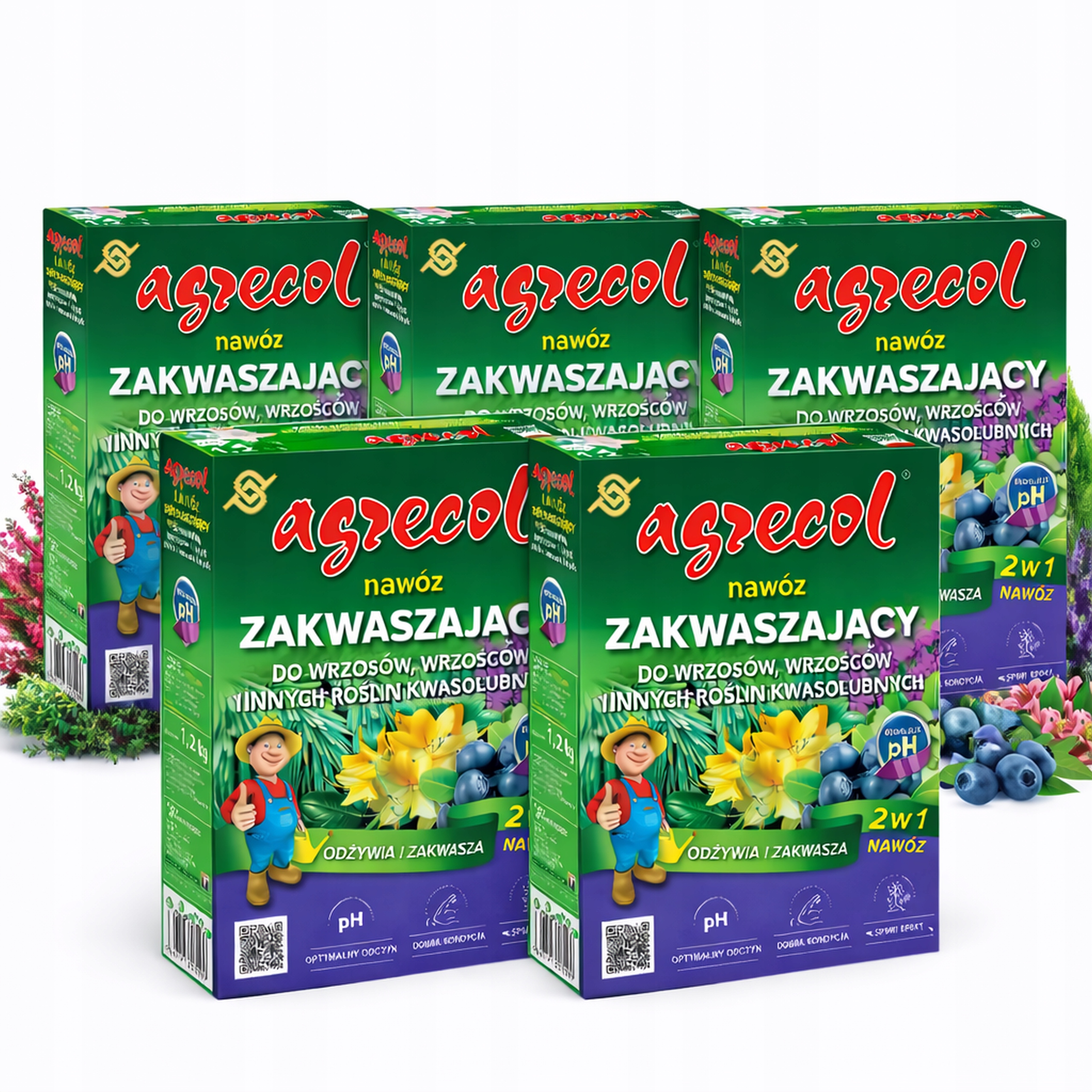 5x Okyselující hnojivo pro vřesy kyselomilných rostlin Agrecol 1,2 kg