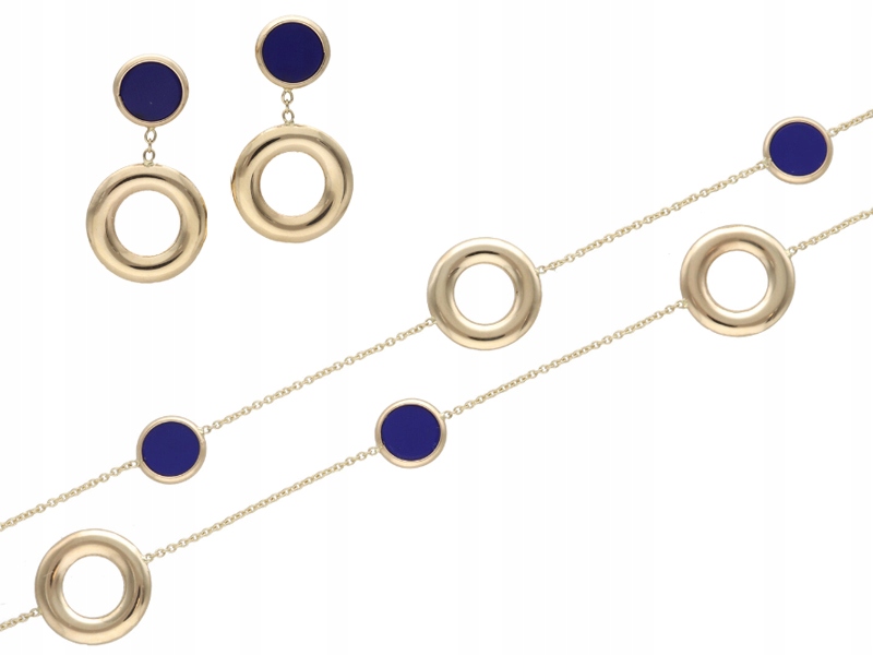Zlatý komplet šperků 585 Lapis-Lazuli kroužky 12 elegantní jako dárek 14k