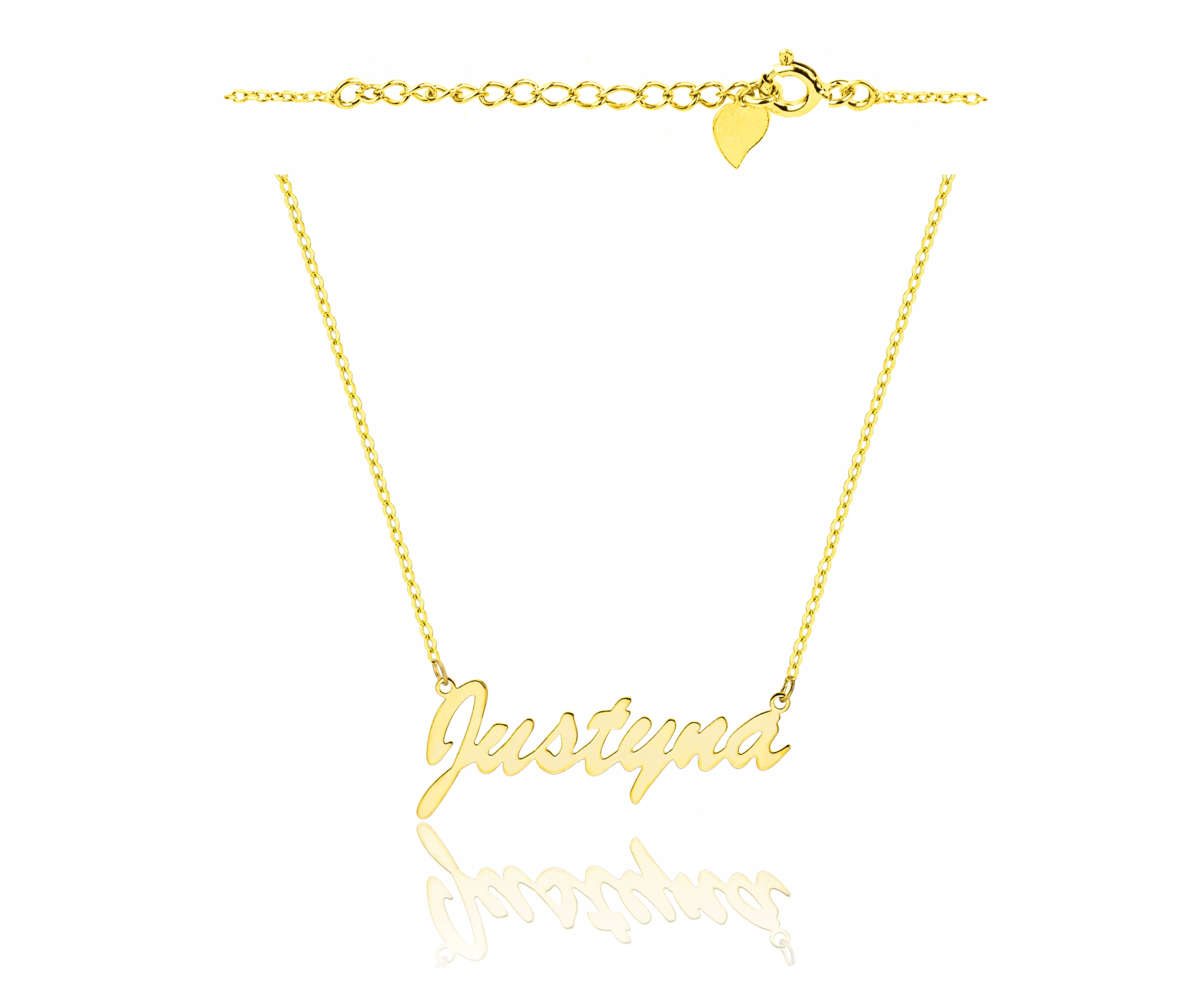 Pozlacený náhrdelník se jménem Justyna 925 gravírování