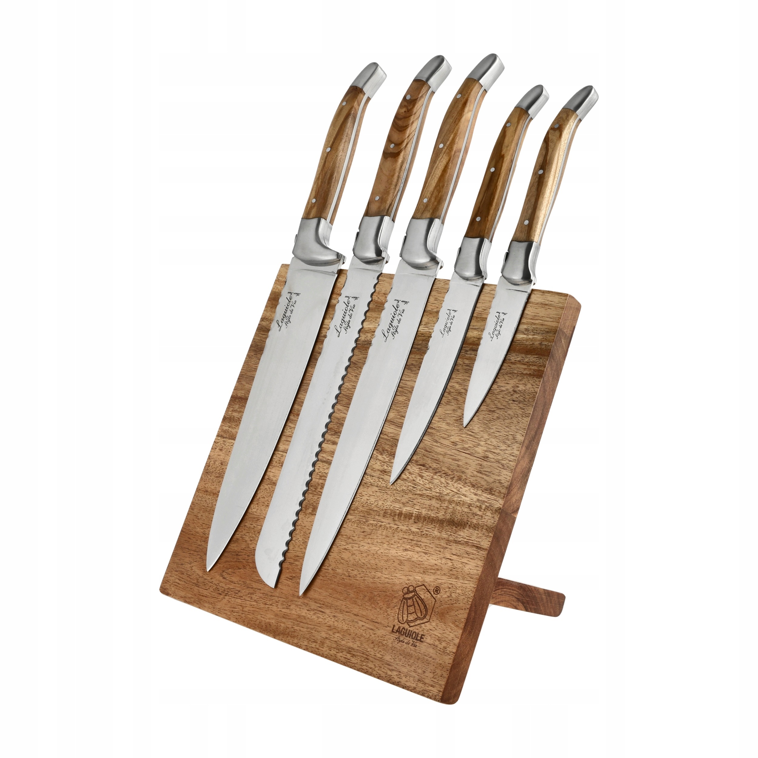 Sada nožov Laguiole Olive Wood s magnetickým blokom