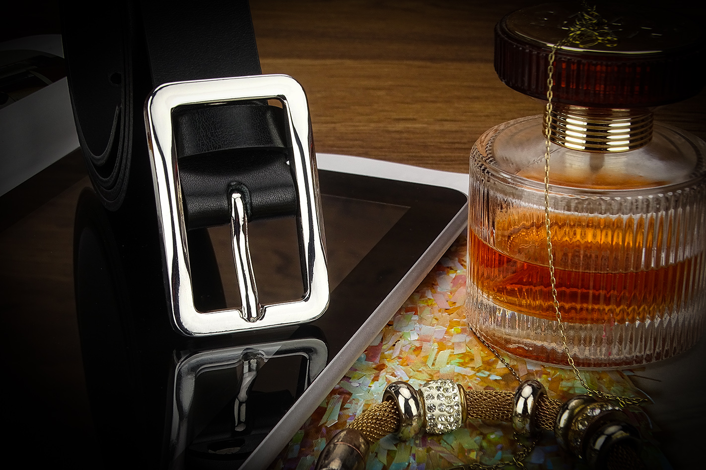 Pasek czarny srebrna klamra gracio skórzany 105cm Marka Gracio