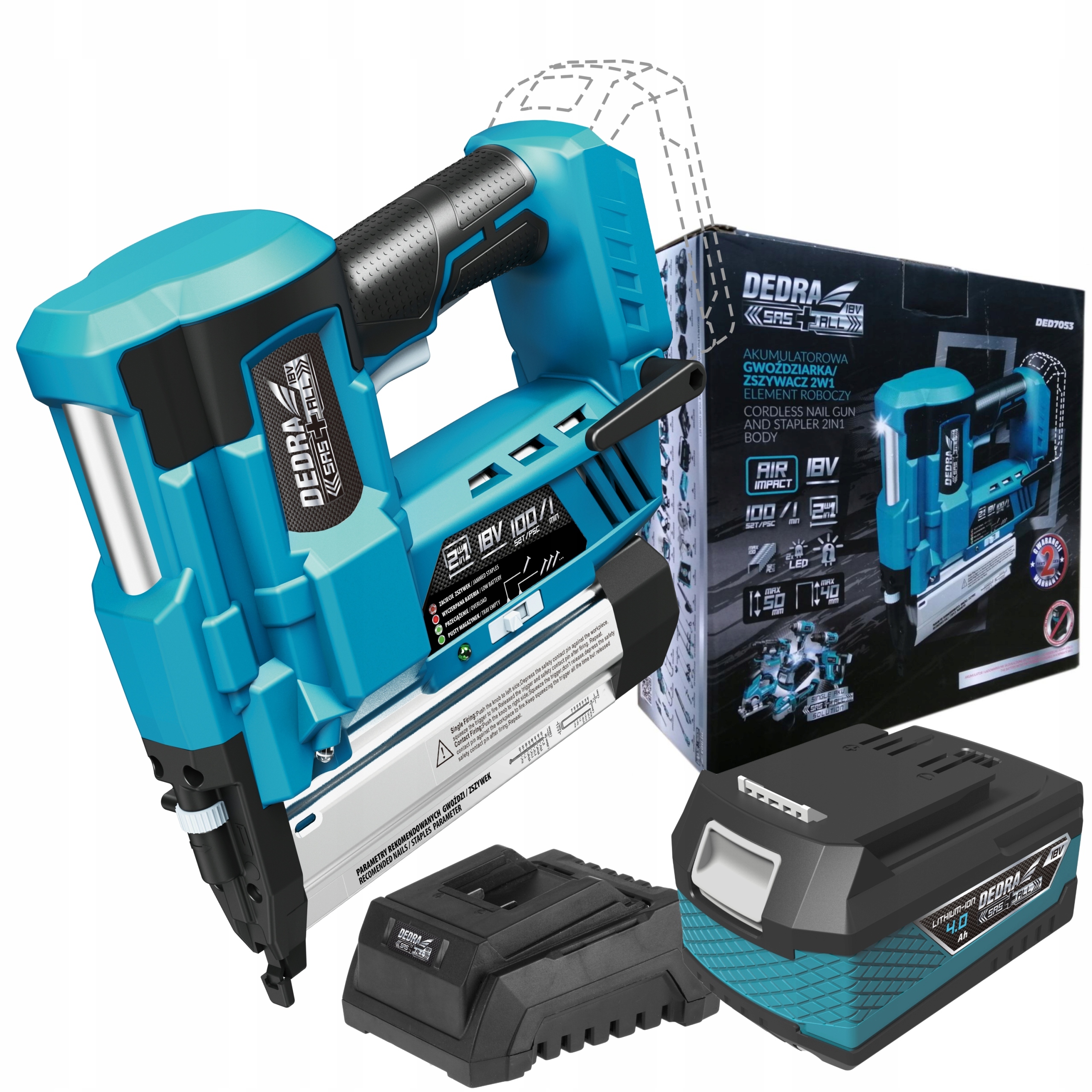 

Dedra Zszywacz Gwoździarka Akumulatorowy 18V 4Ah