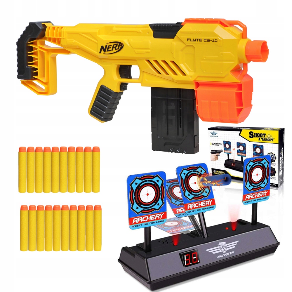 

Wyrzutnia Nerf Flyte +elektroniczna Tarcza