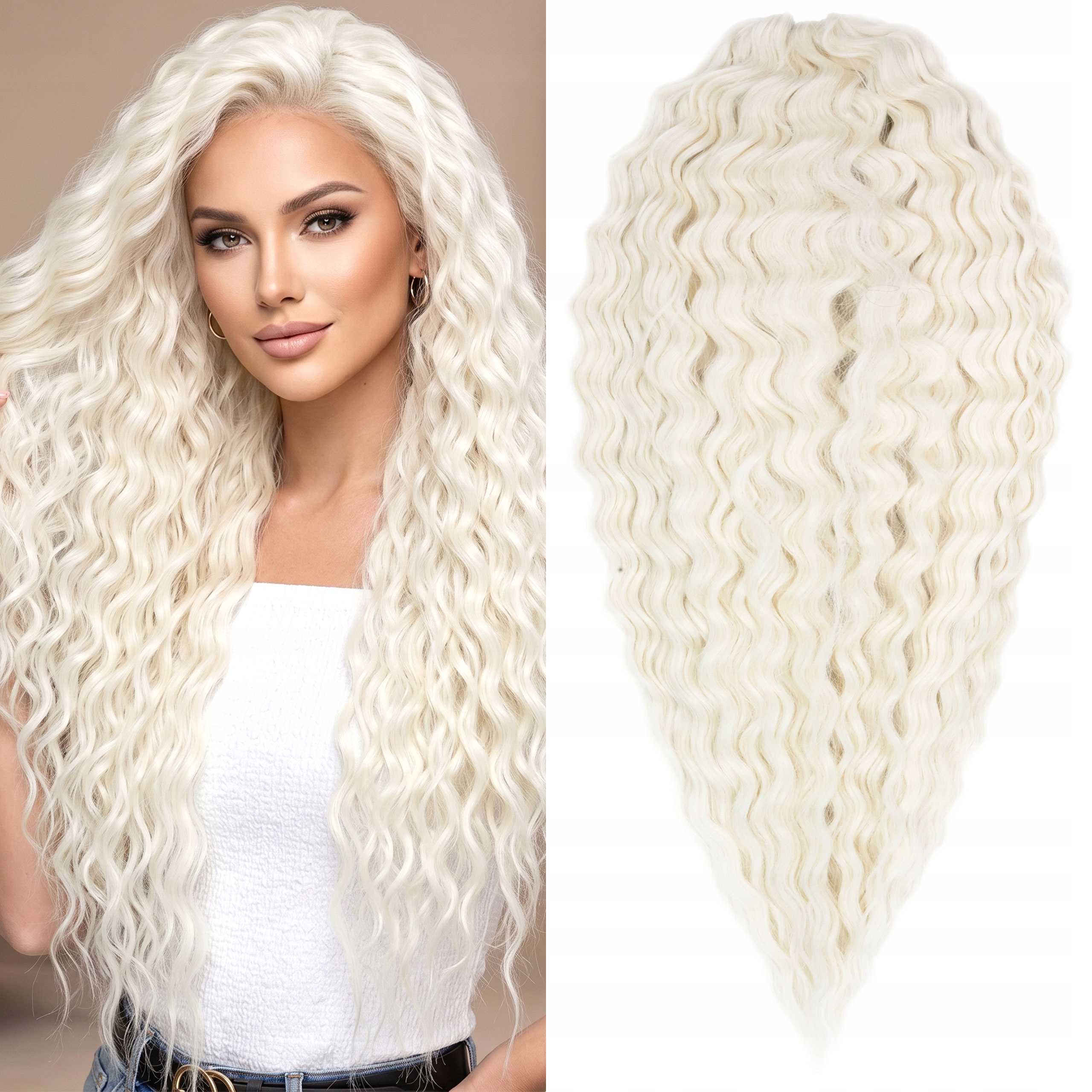 Syntetické vlasy Afroloki Arielki Premium 22" 55 cm 300 g mléčné bílé
