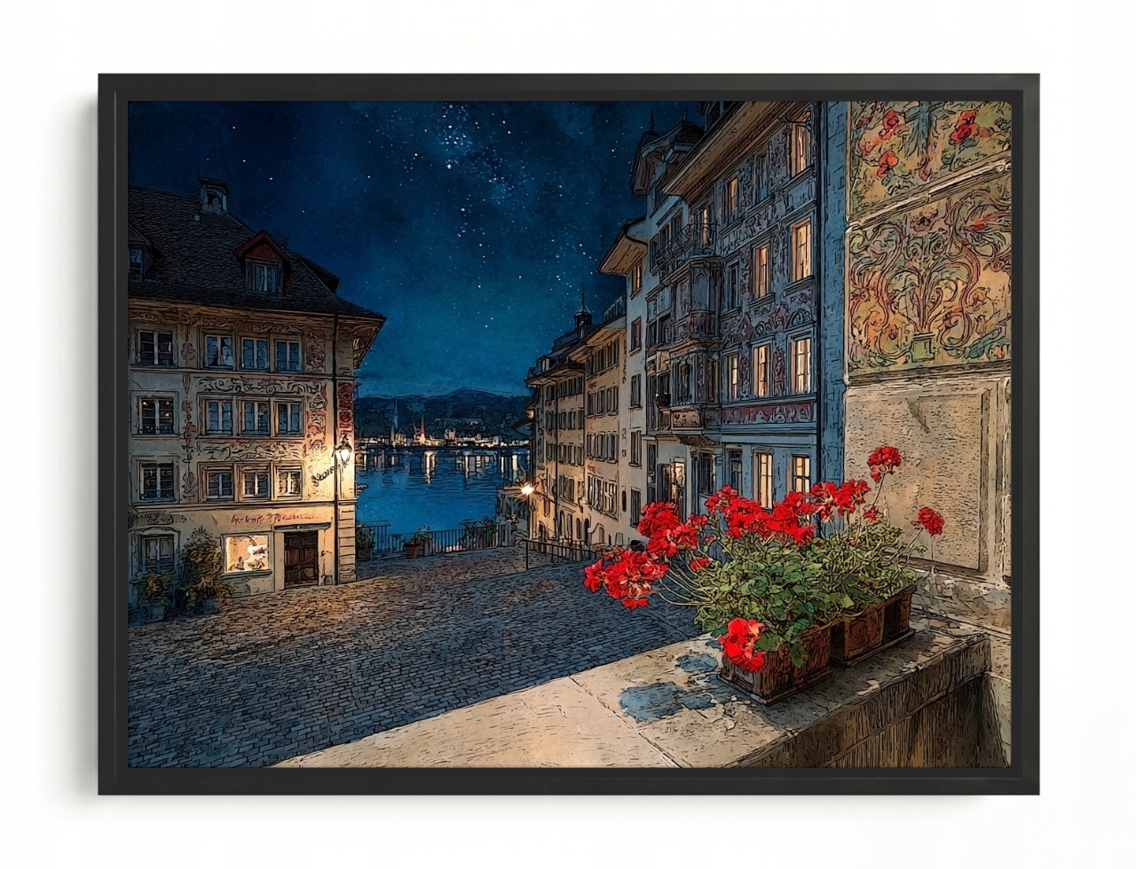 Obraz Rám Americký Box Krajina Švýcarsko Lucerna Město Staré Město 80x60