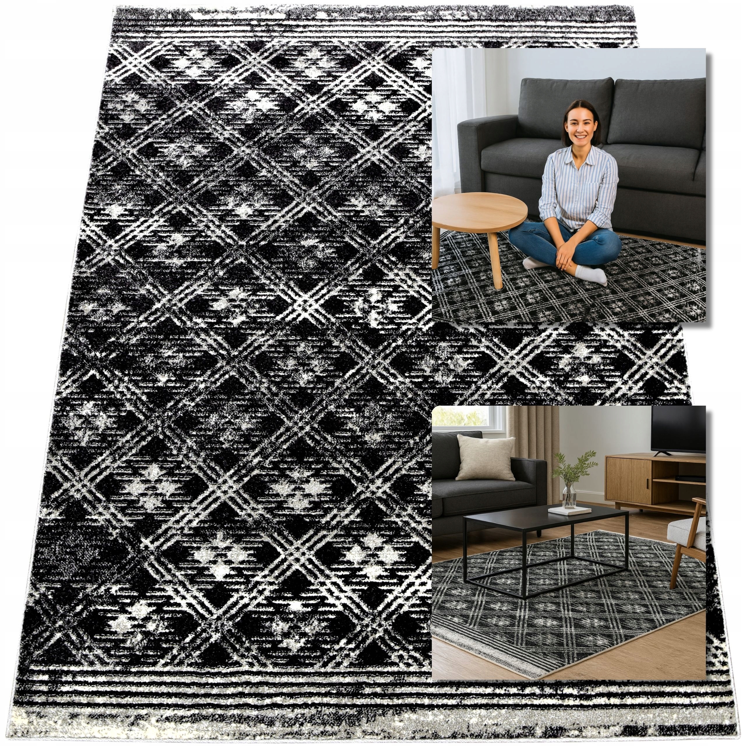 Moderní Koberec Šedý Módní Koberec Do Obývacího Pokoje Adventure 15 mm 140x200