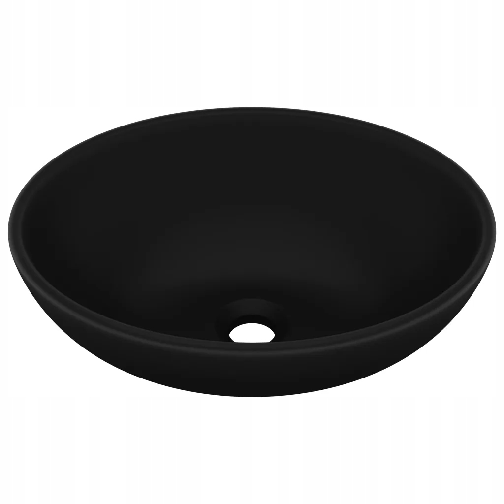 Oválné keramické umyvadlo Matná černá 400x330x135 mm
