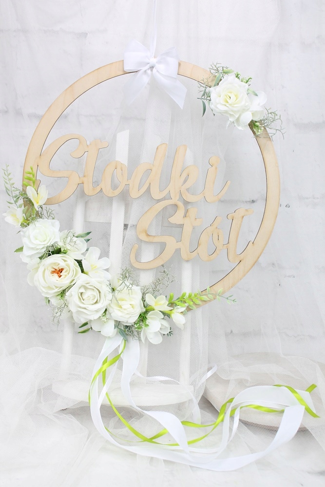 Obręcz kwiatowa na Słodki Stół dekoracja ślubna Kod producenta 01