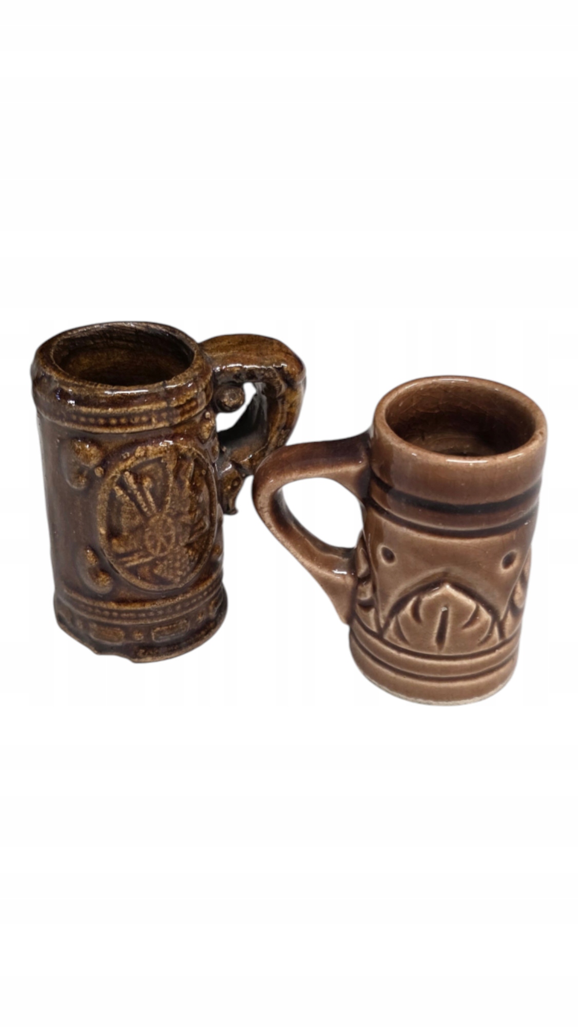 DWA MAŁE OZDOBNE KUFLE CERAMICZNE