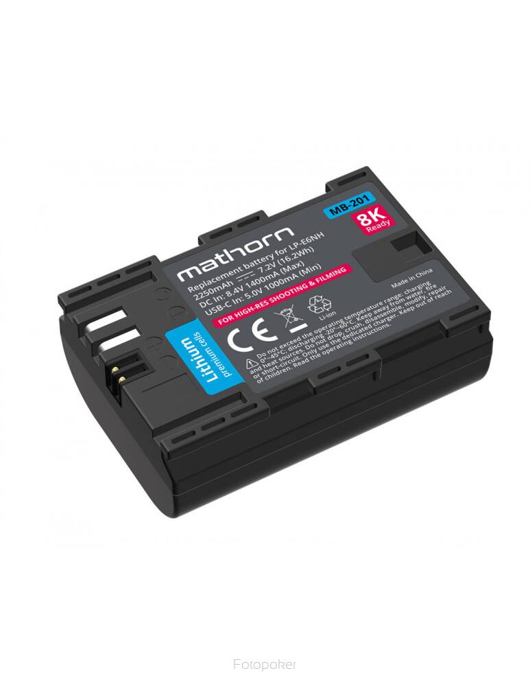 Akumulator Mathorn MB-201 2250 mAh zamiennik Canon LP-E6NH Usb-c