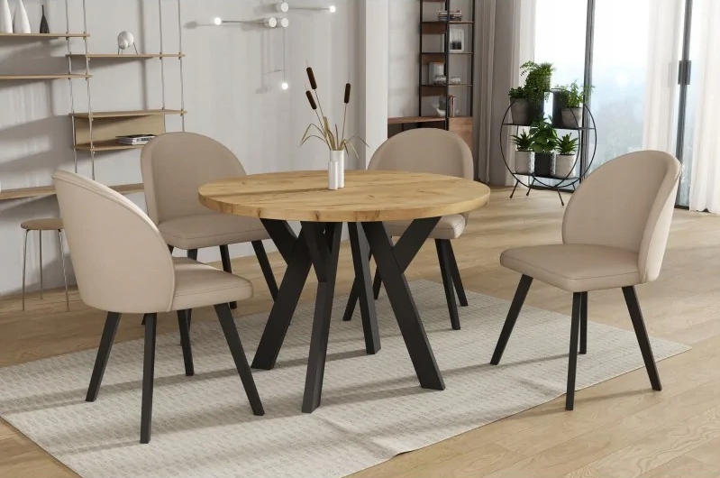 Stół Okrągły 100 LOFT do Kuchni Salonu INDUSTRIAL Kolor mebla dąb sonoma