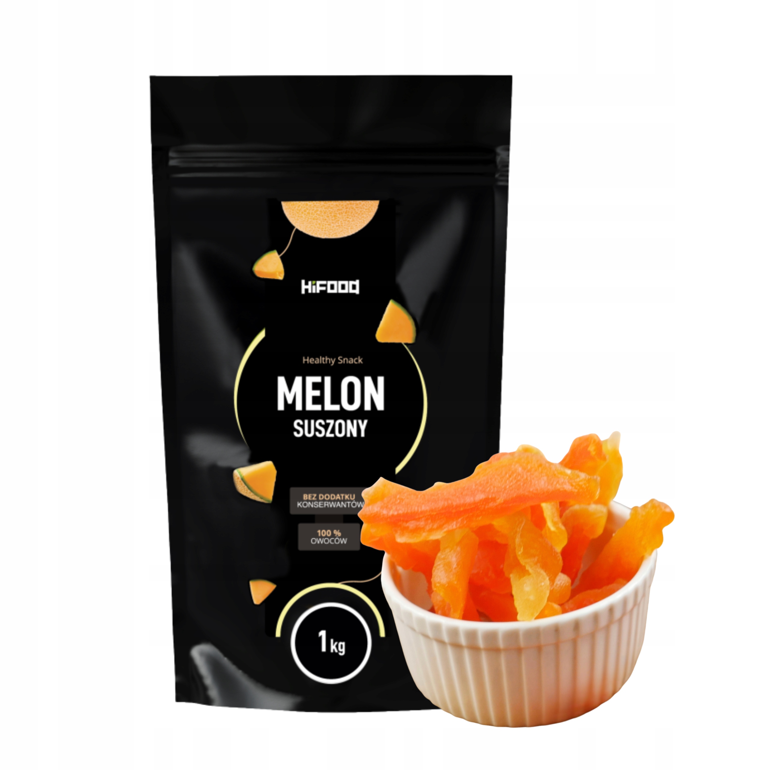 Melon Suszony Kawałki Naturalny Bez dodatku Cukru Bez Siarki 1 kg HiFOOD