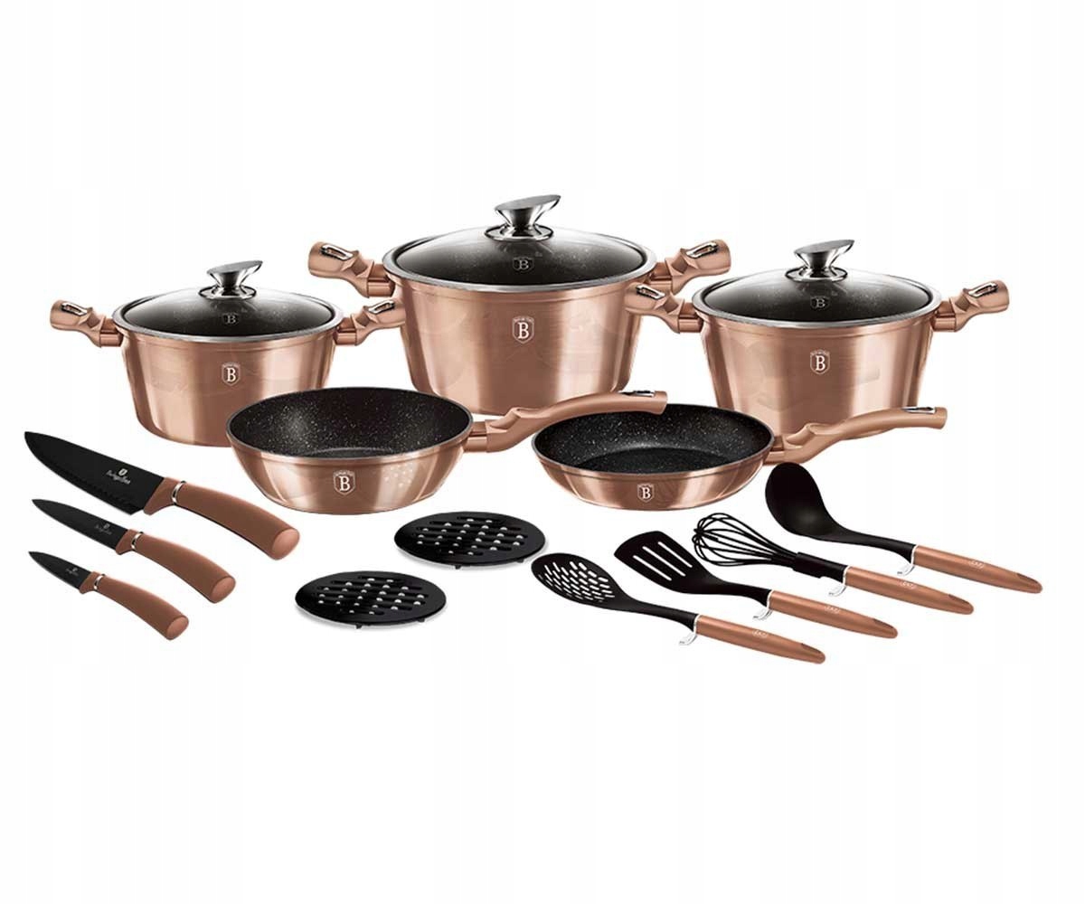 Súprava Hrncov Berlinger Haus BH-6161 Rose Gold 17 Elem.