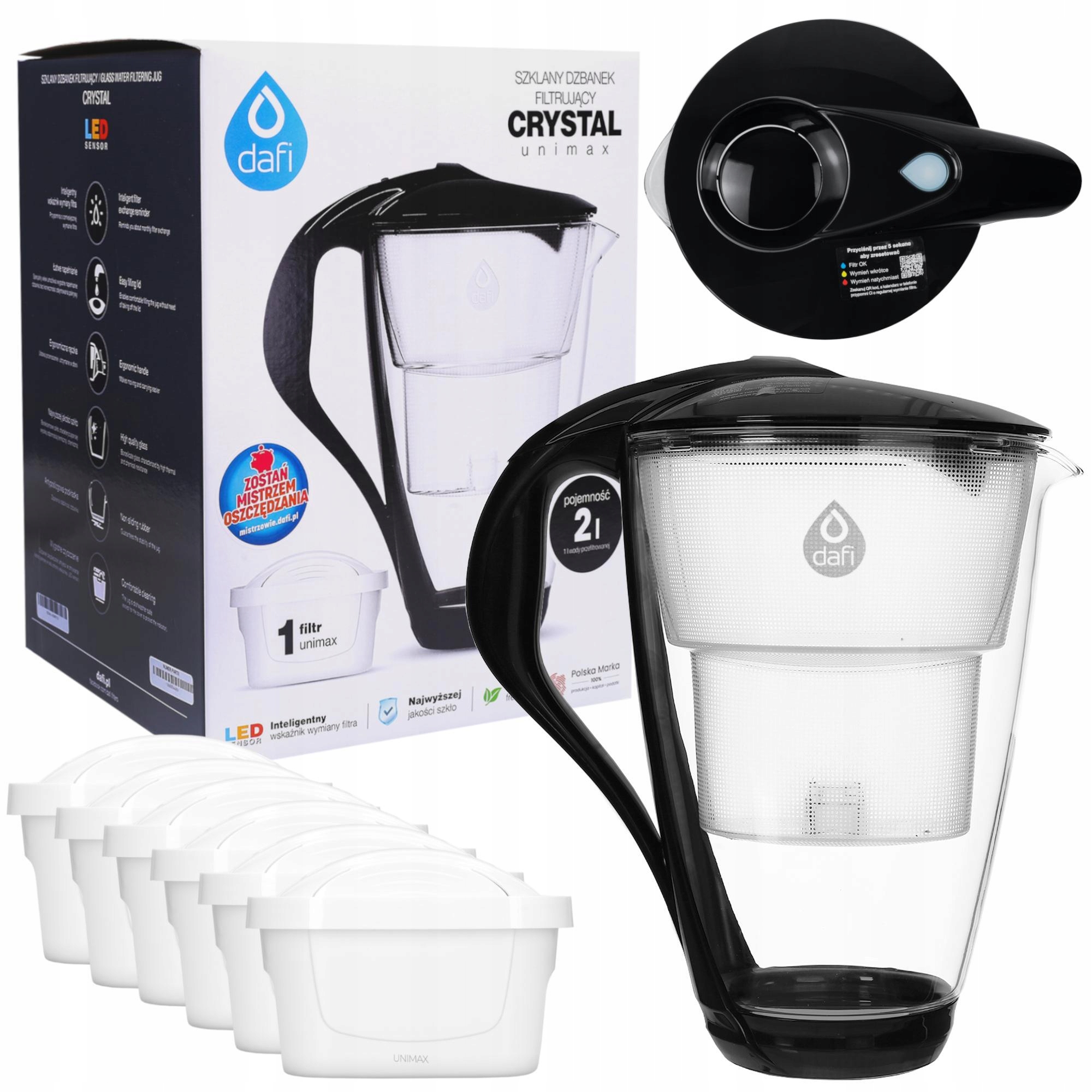 Skleněná filtrační konvice Dafi Crystal 6x filtr na vodu Dafi Unimax