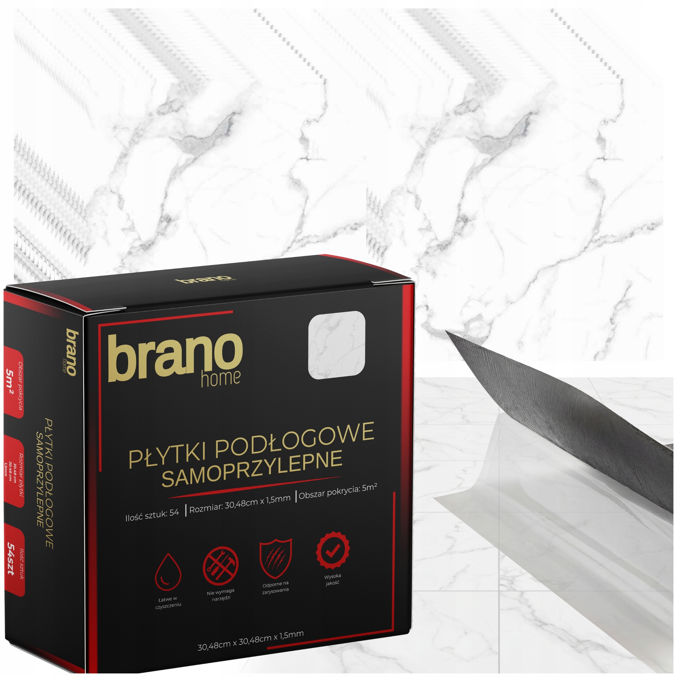 Samolepící vinylové dlaždice 5 m2 Bílé Panely Kafle Parket Voděodolné