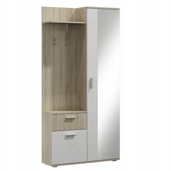 Garderoba z lustrem szafa LUX sonoma + biały 97 cm
