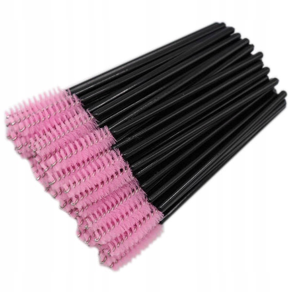 SZCZOTECZKA DO RZĘS 50 SZT BLACK LIGHT PINK
