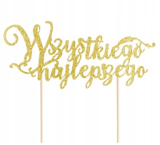 

Topper Złoty Wszystkiego Najlepszego dekoracja pp