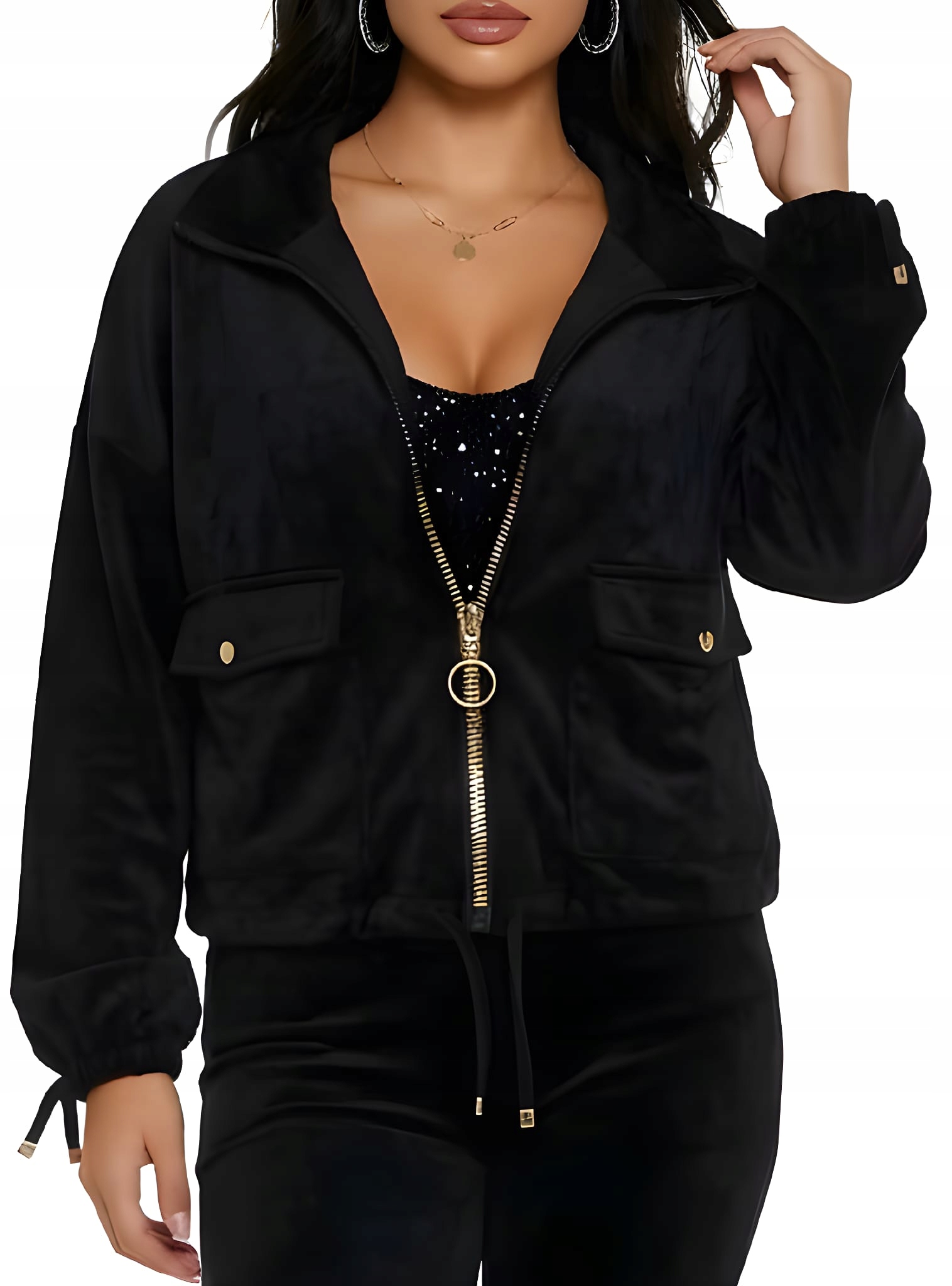 Bunda Bomber Katana Semišová Přechodová Over Size Černá 4XL/5XL