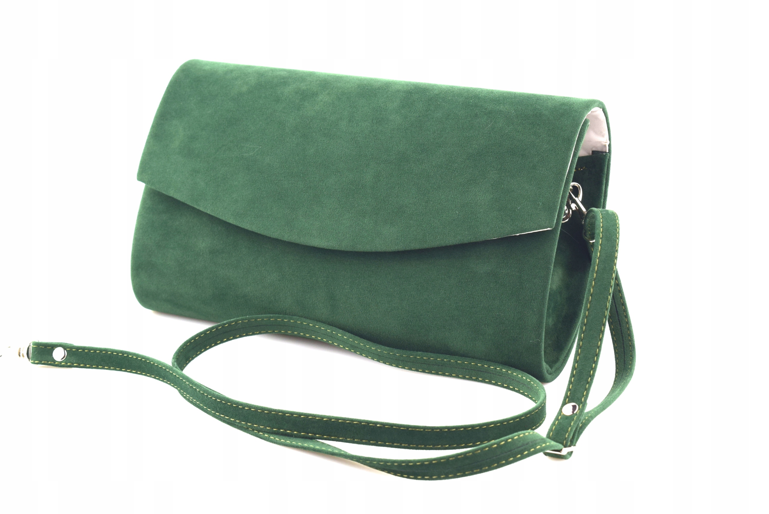 Torebka damska kopertówka zielona LaModa LA14 Skóra eko zamsz POLSKA