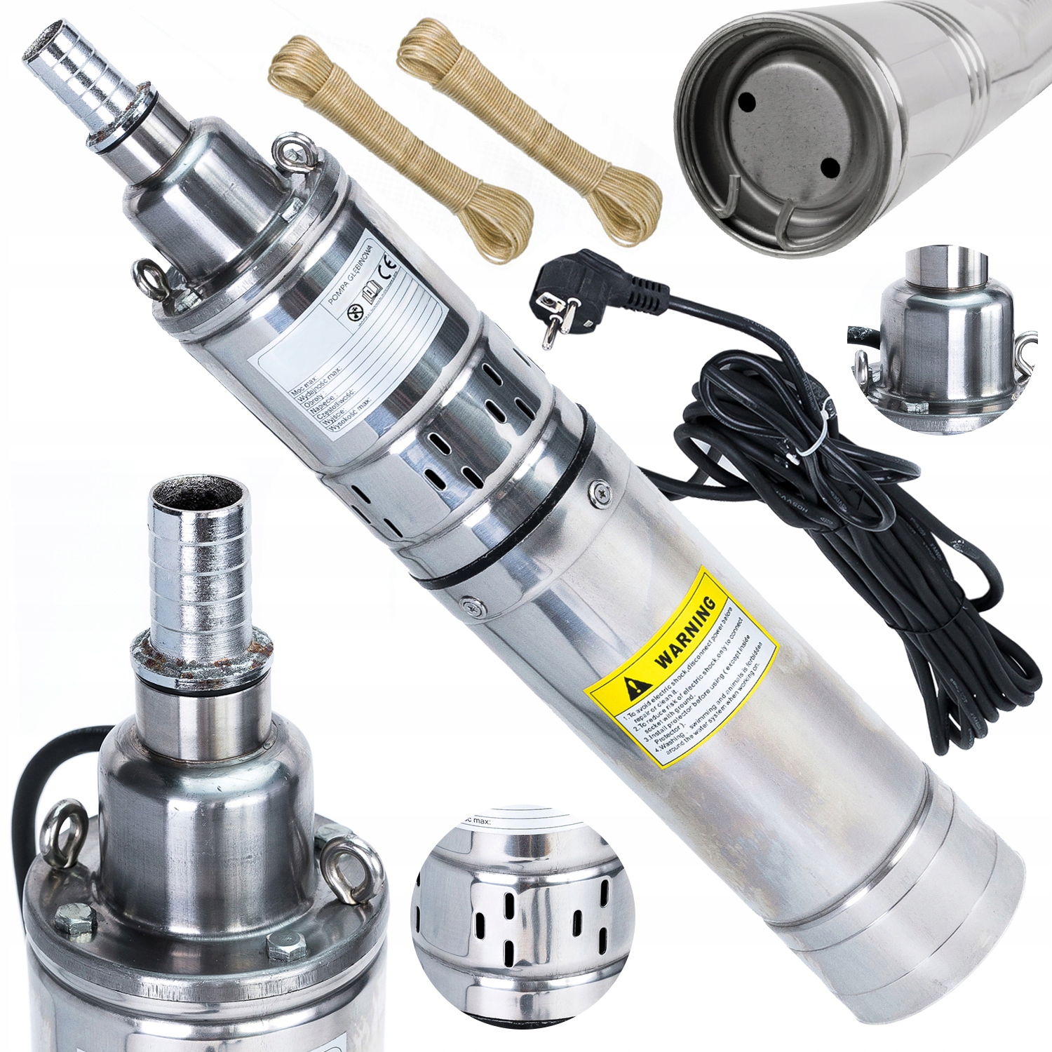 POMPA GŁĘBINOWA ŚRUBOWA DO WODY STUDNI MOCNA+LINKA