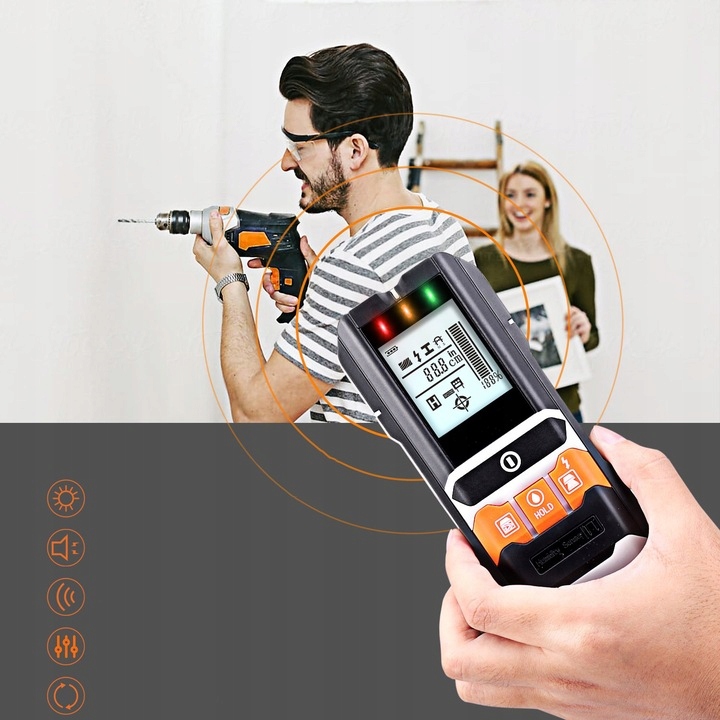 WYKRYWACZ PRZEWODÓW KABLI DETEKTOR METALI RUR W ŚCIANIE DREWNA METALU Stan opakowania oryginalne