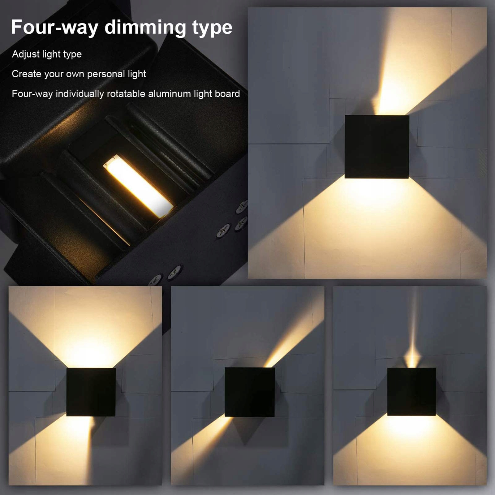 2 SZTUKI WANDLEUCHTE LED Wewnętrzna Zewnętrzna Czarna 6W 3000K IP65 — miniatura 3