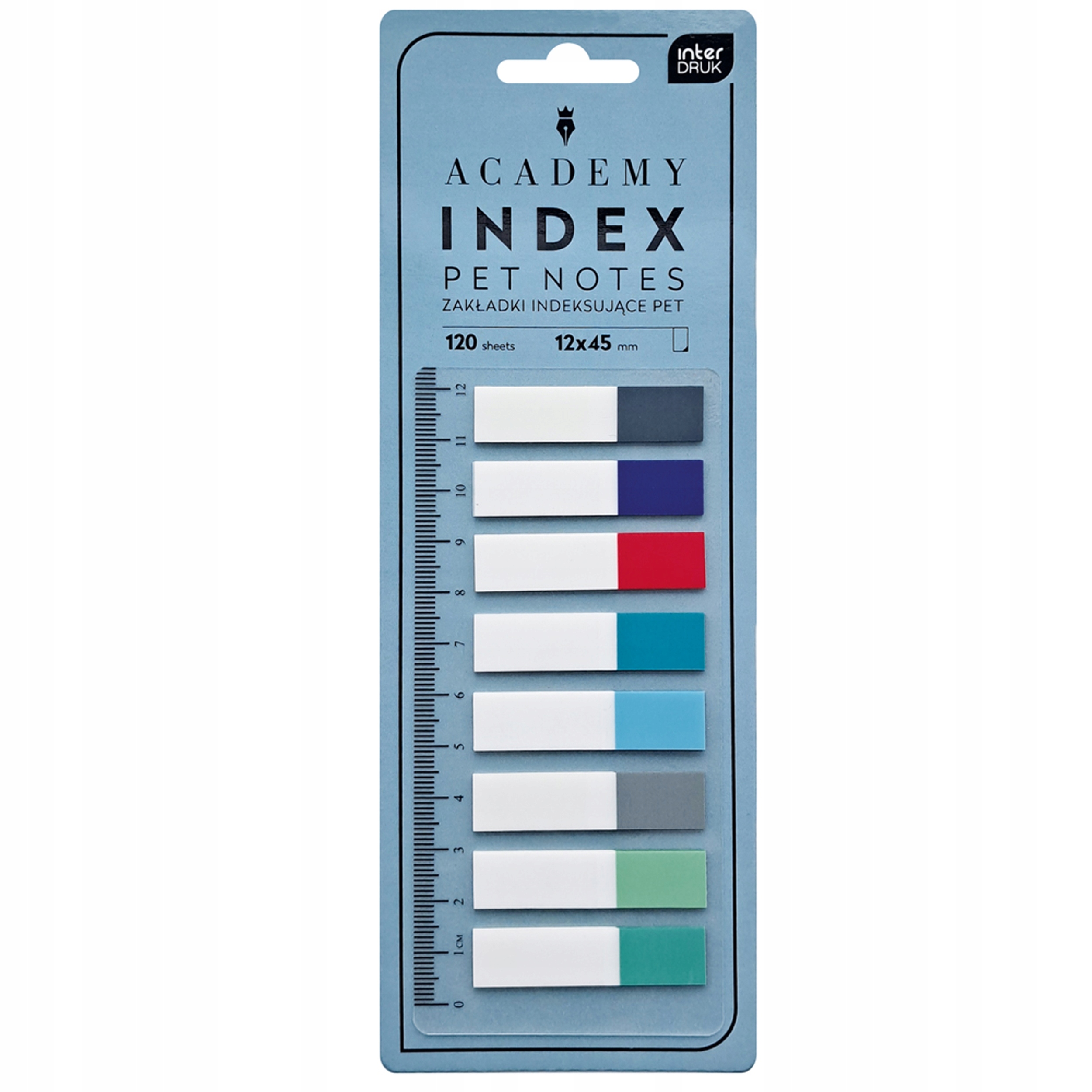 Zakładki indeksujące z linijką mix kolorów INTERDRUK Academy