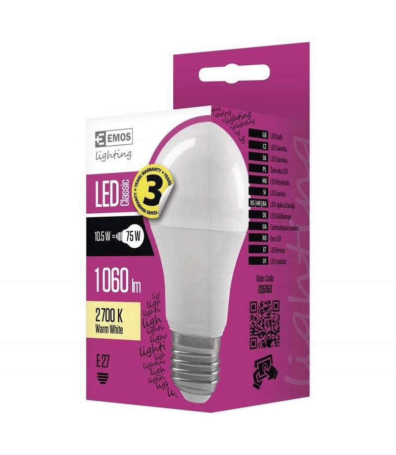 

Żarówka Led 10,5W E27 A60 1060lm 2700K