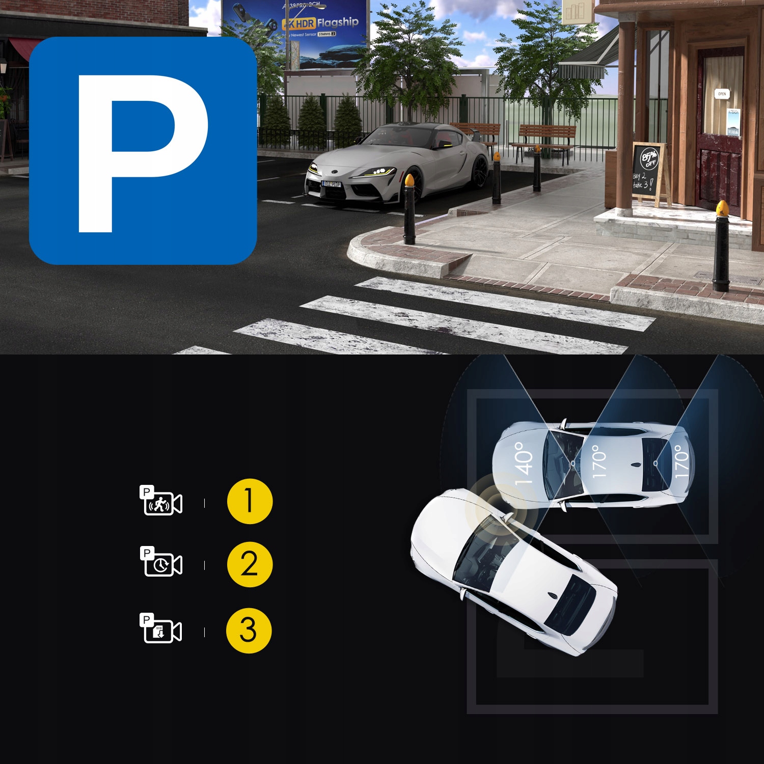 KAMERA SAMOCHODOWA VIOFO A139 PRO 2CH GPS WIFI Kąt widzenia 140°