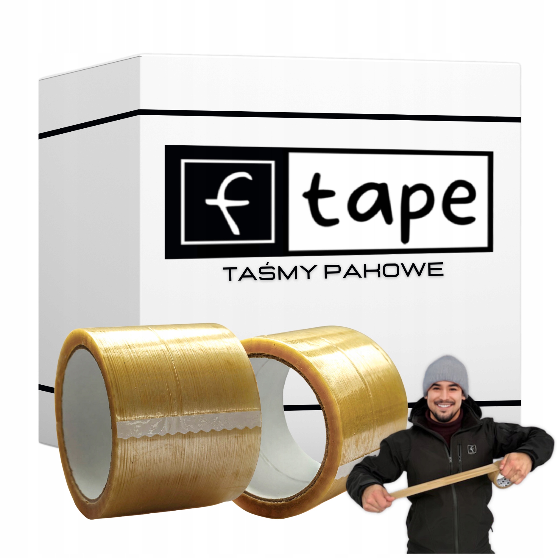 Taśma Pakowa Klejąca Przeźroczysta Szeroka 75mmx54m F-tape Solvent 24 szt.