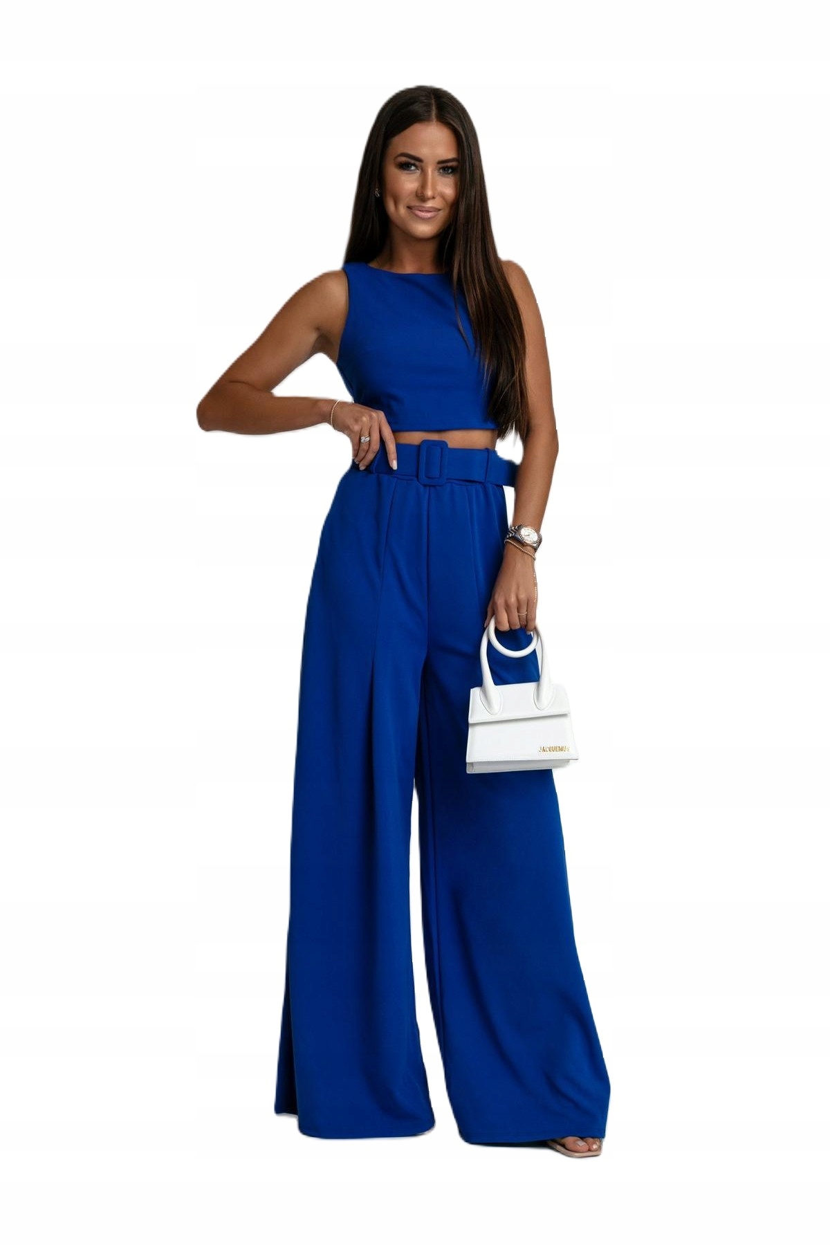 Komplet szerokie spodnie bluzka top chaber Happy Pink