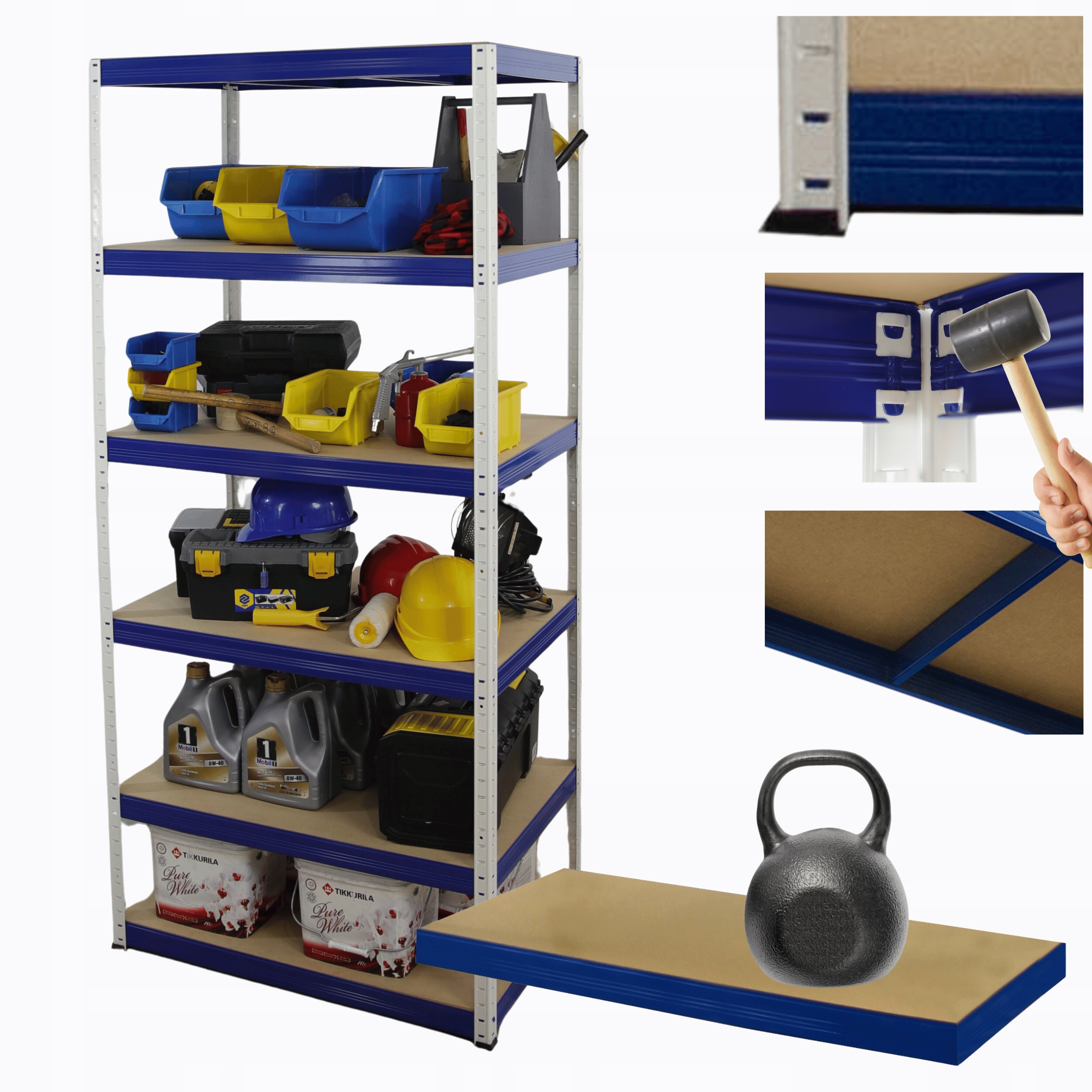 Kovový skladovací regál Helios 213x75x40 cm 6Px175 kg 300TYS Komb