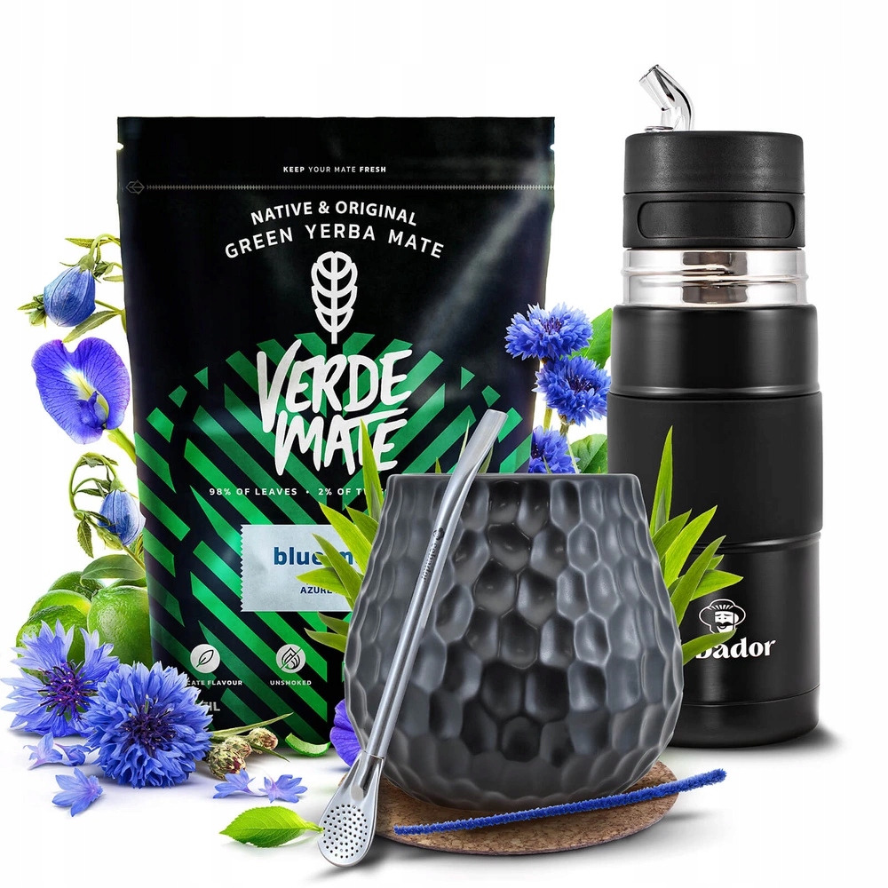 Zestaw Yerba Verde Mate Blue Moon 500g 0,5kg Yerbomos X All In One