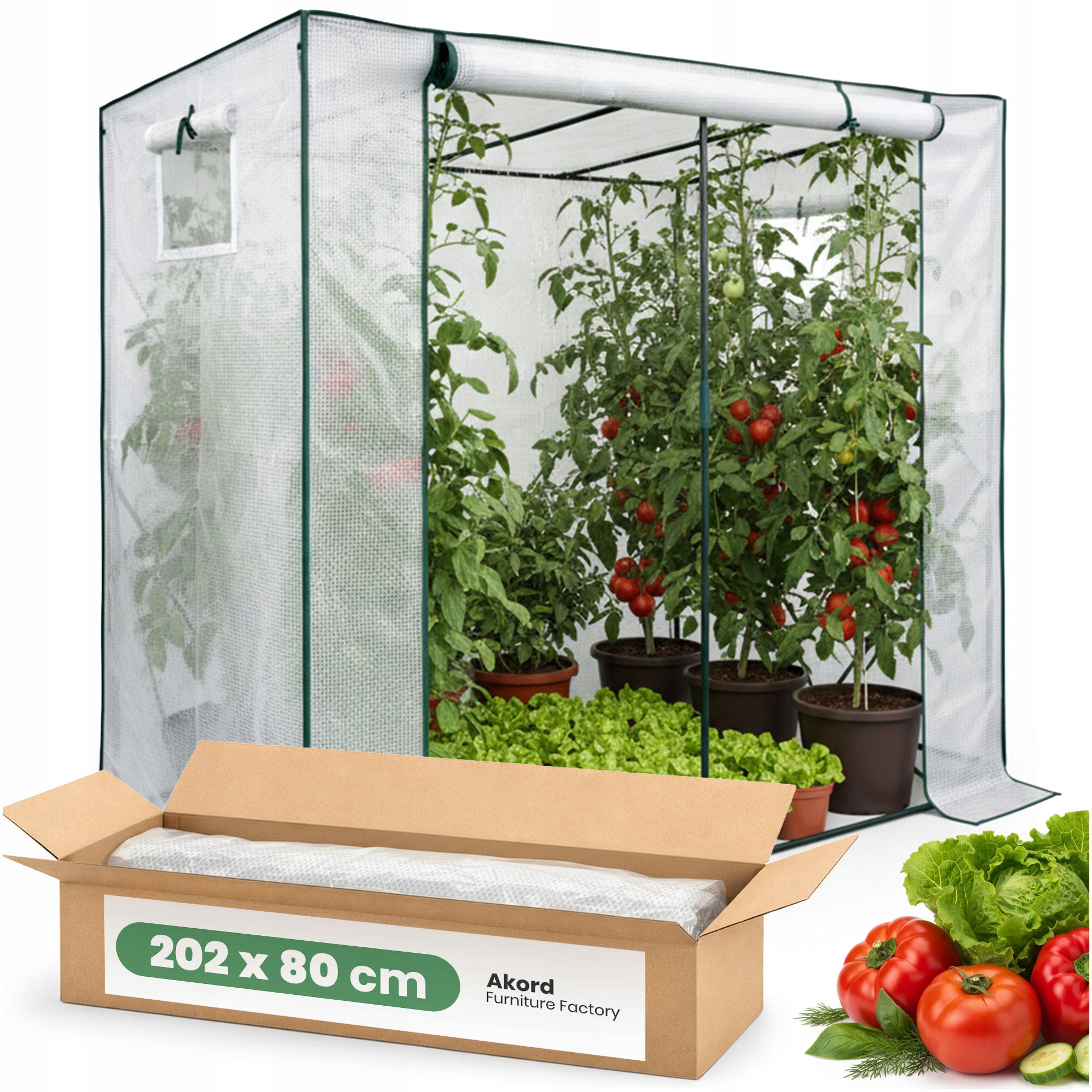 Zahradní skleník fóliový tunel domeček 1D2OK Bílý 202x80x170 Akd