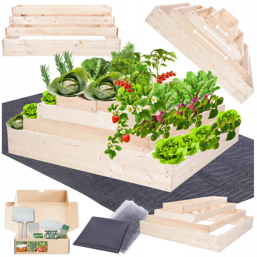 Pařeniště kaskádový nastavitelný box na zeleninu dřevěný 45x120x100