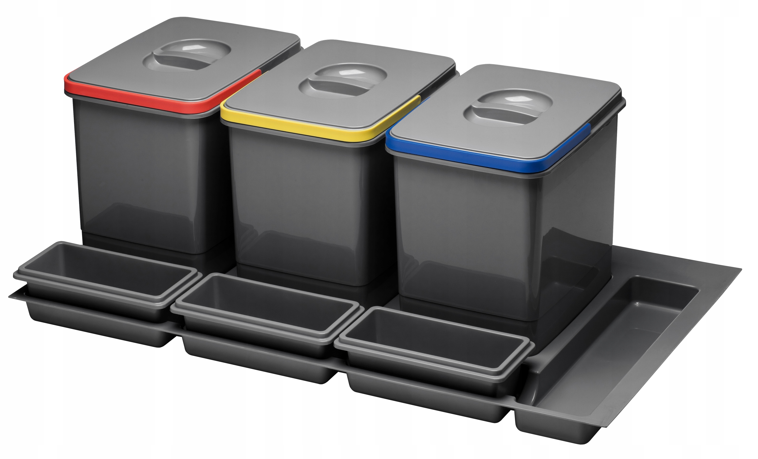 Levně Koš na odpadky 90 cm, tři nádoby 3x15 l Antracit