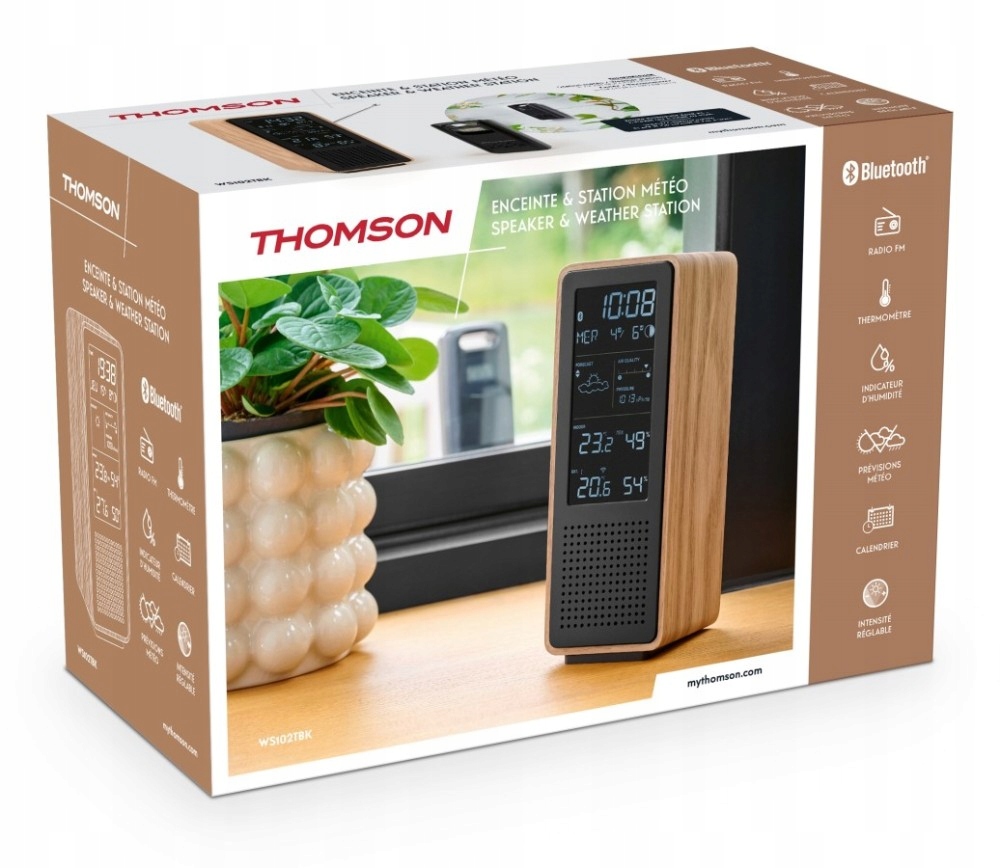 Thomson Cosy Meteorologická stanice s rádiem a reproduktorem Bt černá WS102TBK
