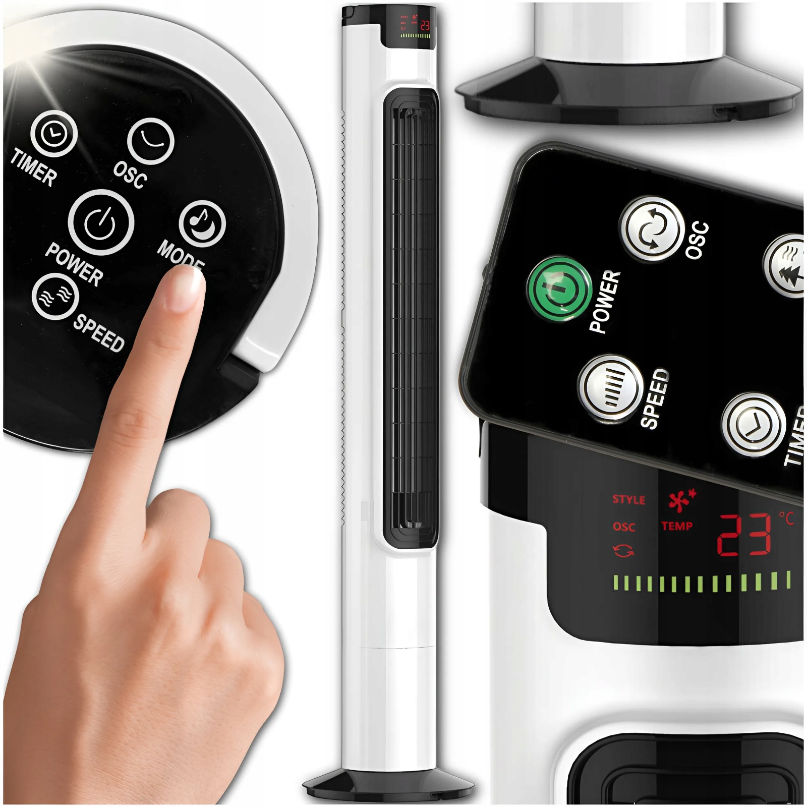 WENTYLATOR KOLUMNOWY WIATRAK DO POKOJU STOJĄCY REGULOWANY PILOT STEROWANY