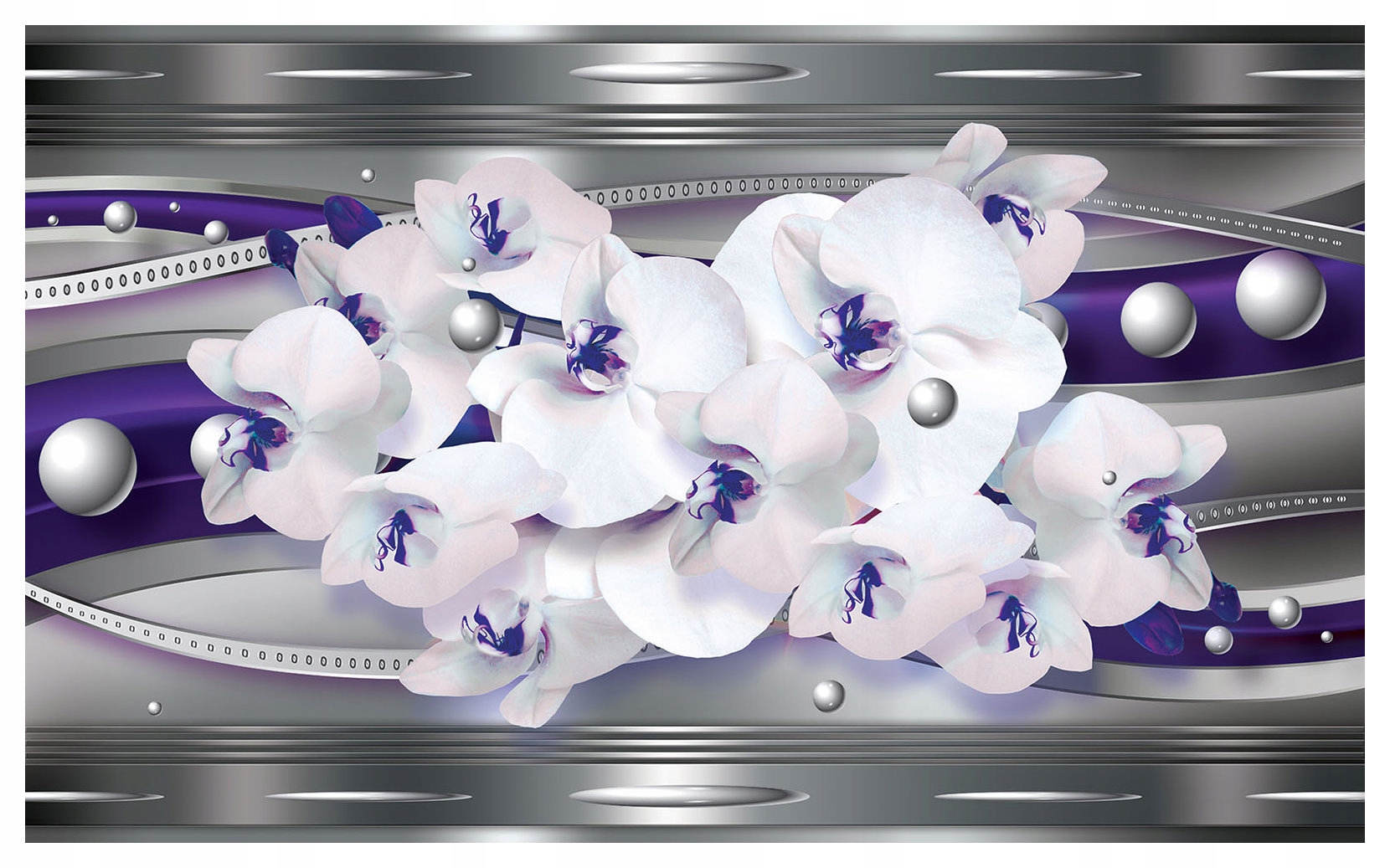 Fototapeta Orchideje bílá stříbro fialová elegance 368x254 vinylová lepidlo