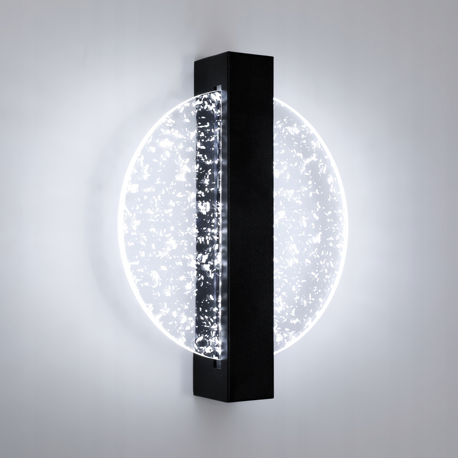 Nowoczesna Kinkiet Lampa Led Ścienna Okrągły Czarny 12W 6500K Do Salonu