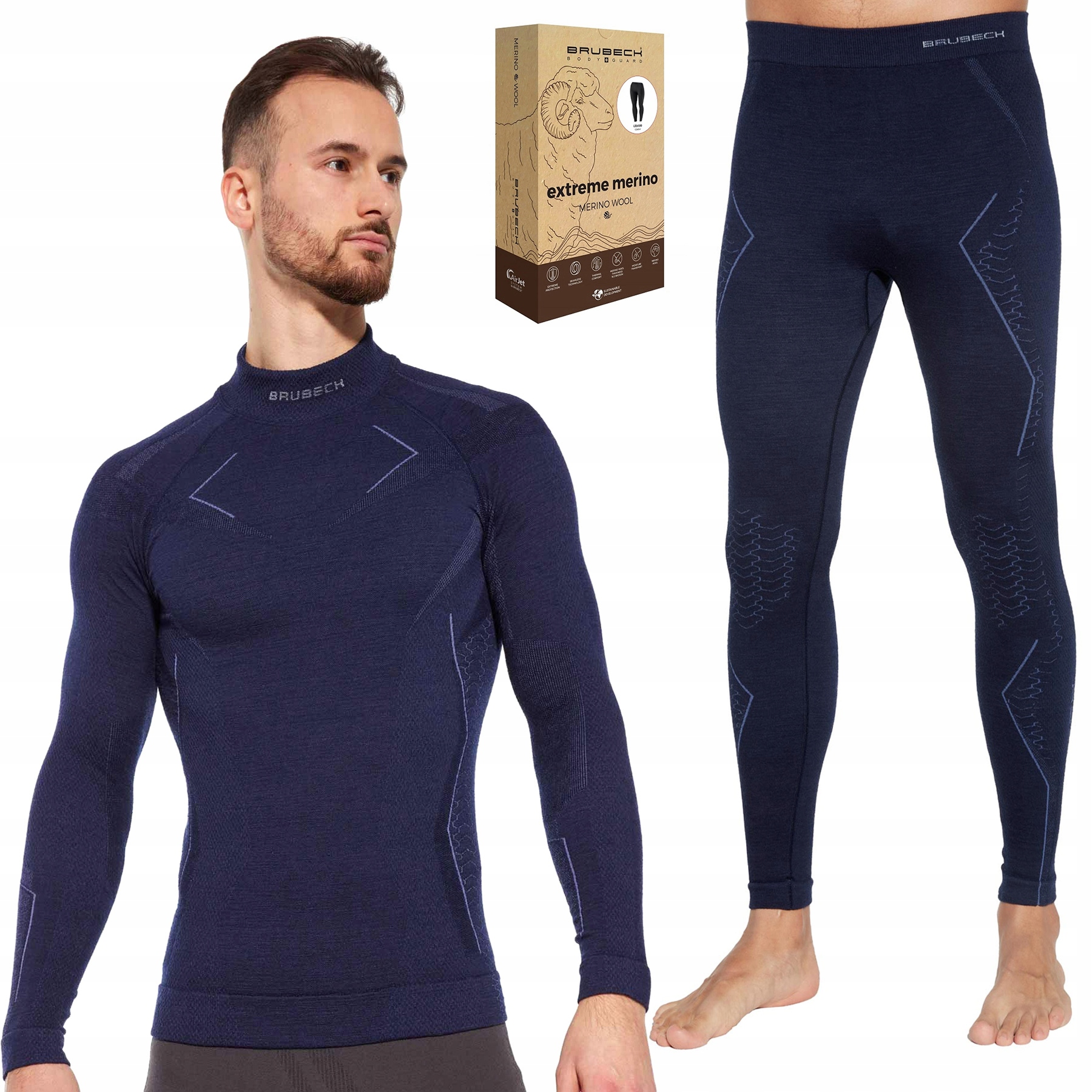 Termoaktivní spodní prádlo Pánská vlněná Mikina Kalesony Brubeck Merino XXL