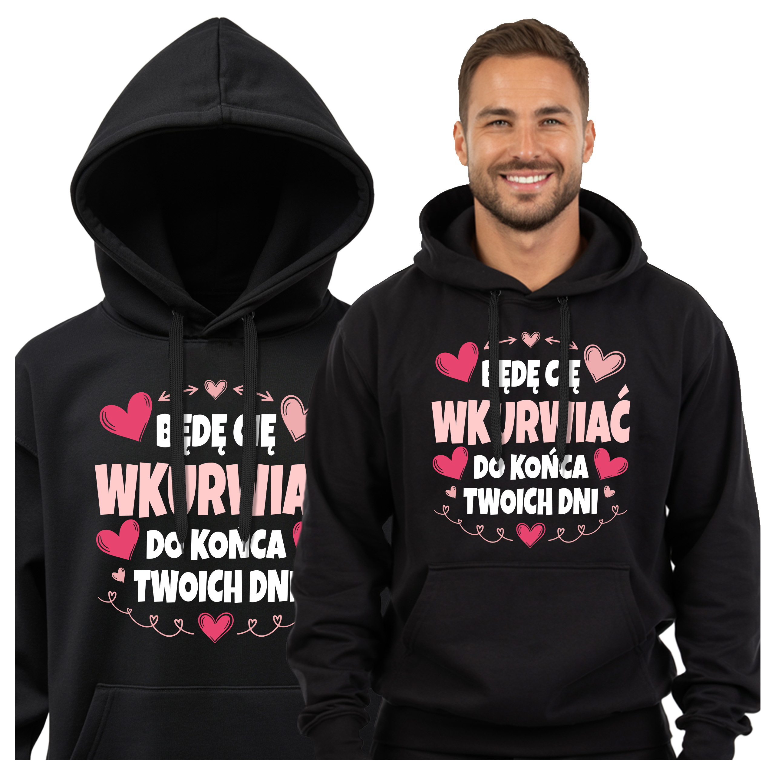 Směšná Pánská mikina s kapucí Veselý Dárek K Valentýnu Budu Vykuchávat